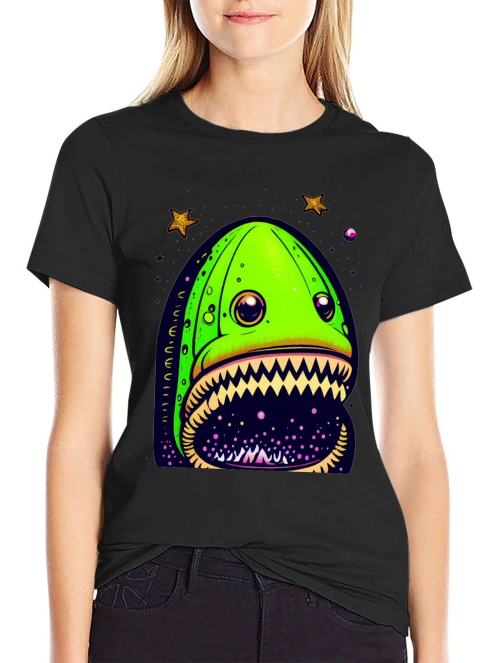 Monster Eel Graphic T-Shirt - Black Cotton Tee