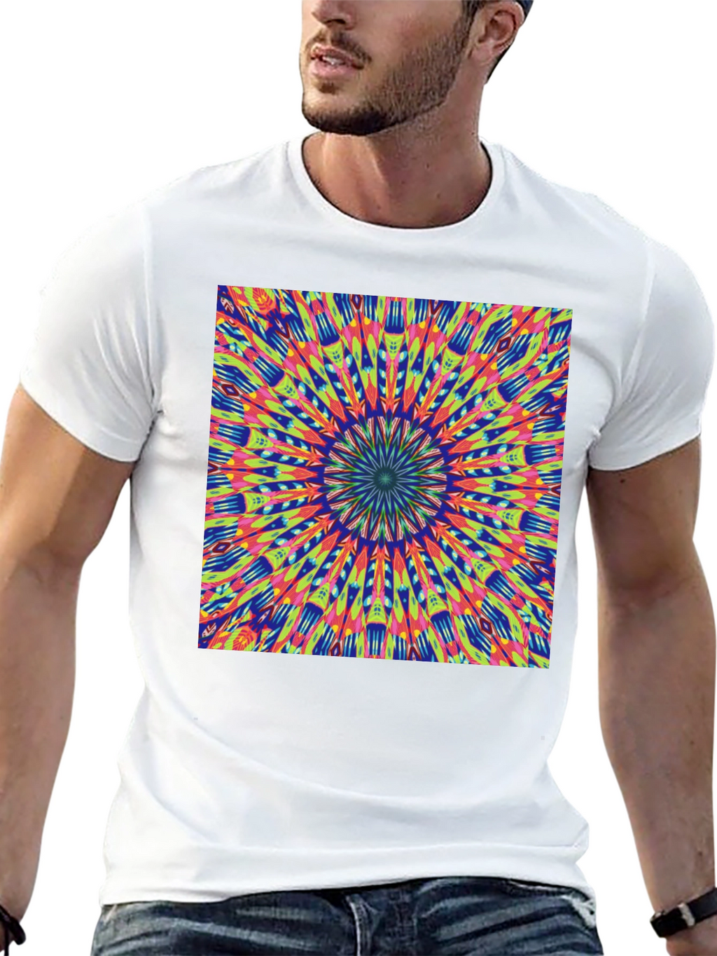 Psychedelic Mandala Graphic Tee - Vibrant Black T-Shirt