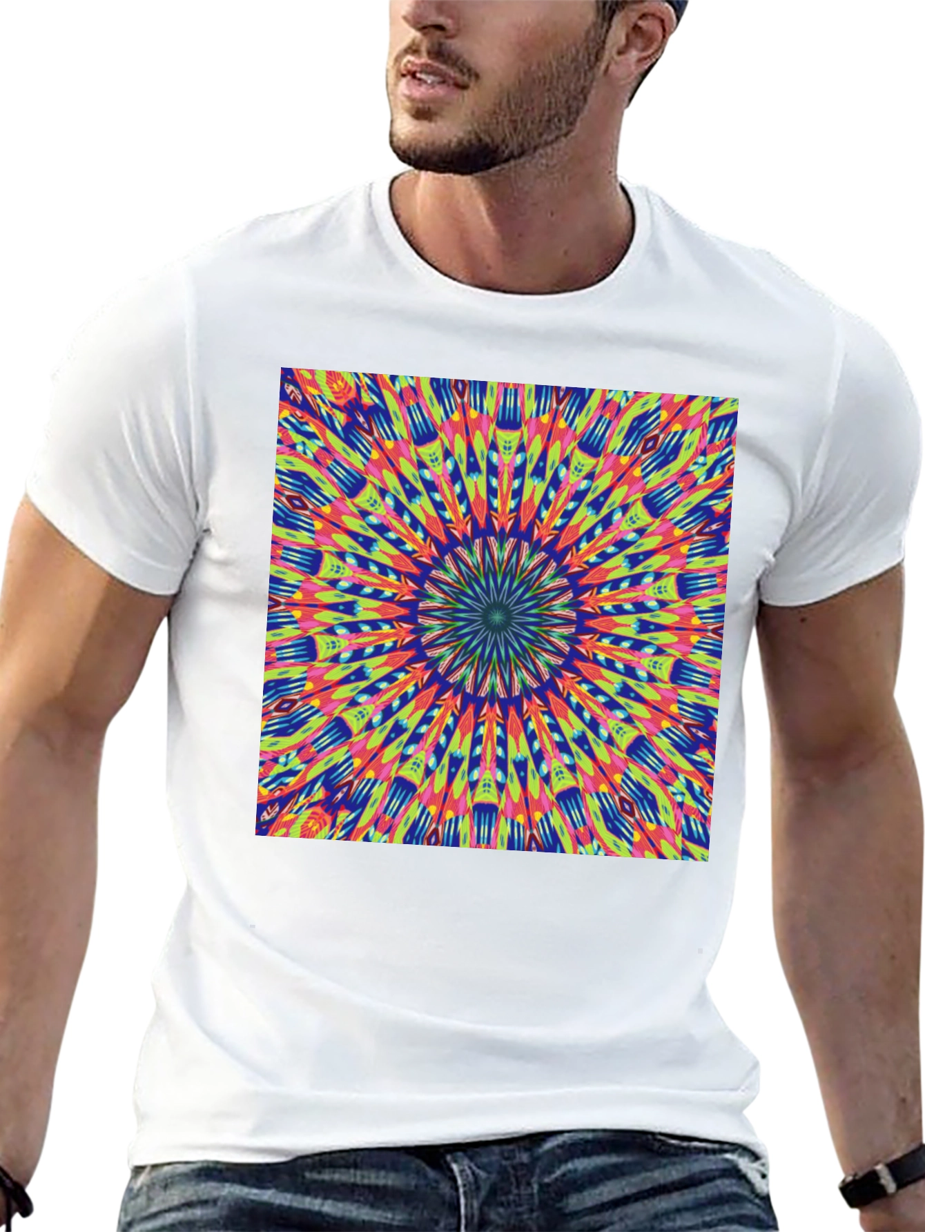 Psychedelic Mandala Graphic Tee - Vibrant Black T-Shirt