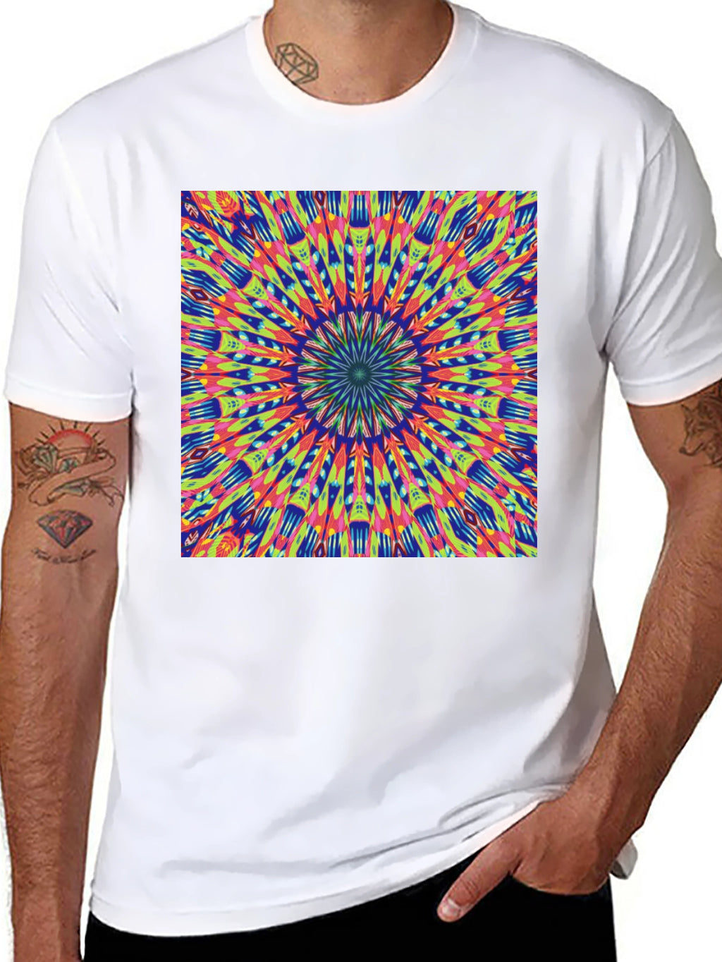 Psychedelic Mandala Graphic Tee - Vibrant Black T-Shirt