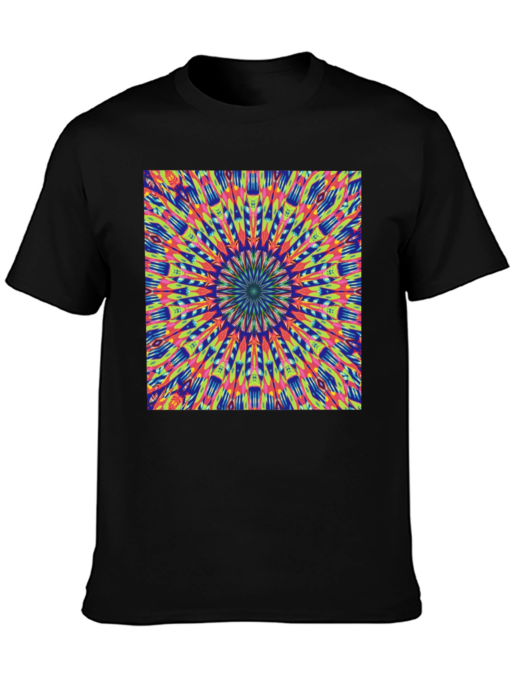Psychedelic Mandala Graphic Tee - Vibrant Black T-Shirt