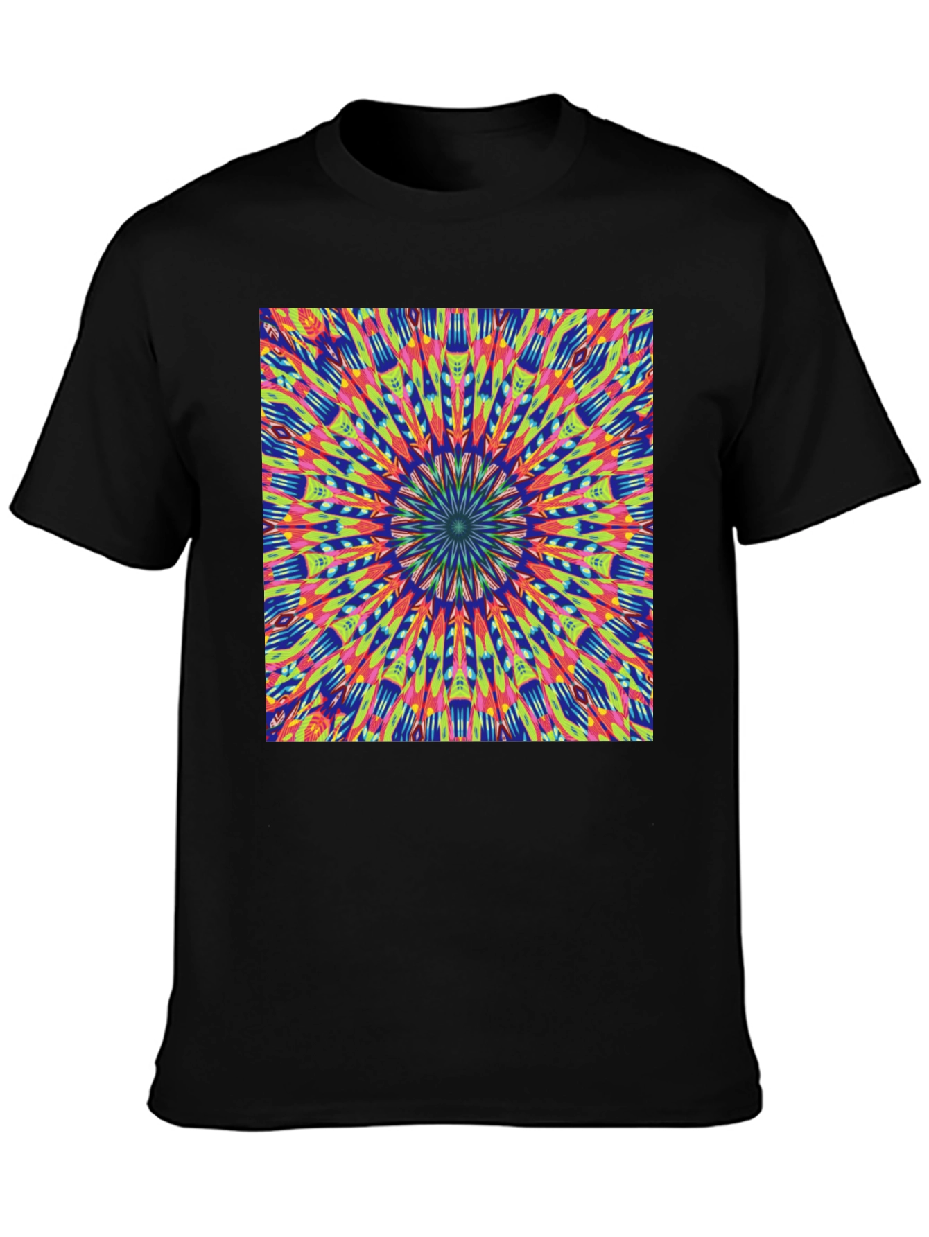 Psychedelic Mandala Graphic Tee - Vibrant Black T-Shirt