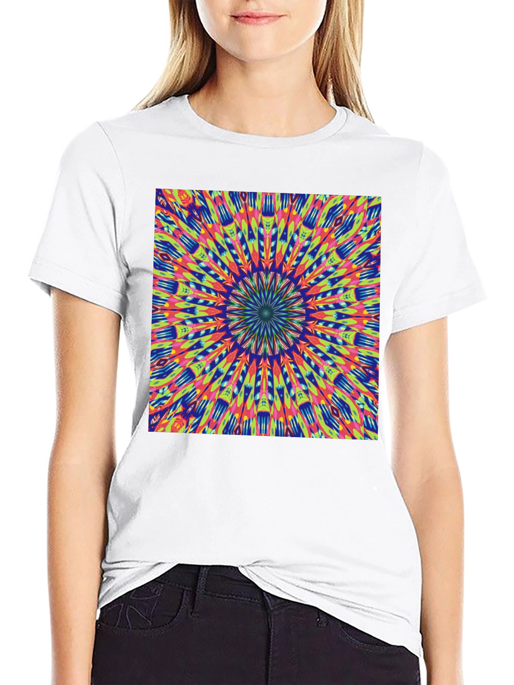 Psychedelic Mandala Graphic Tee - Vibrant Black T-Shirt