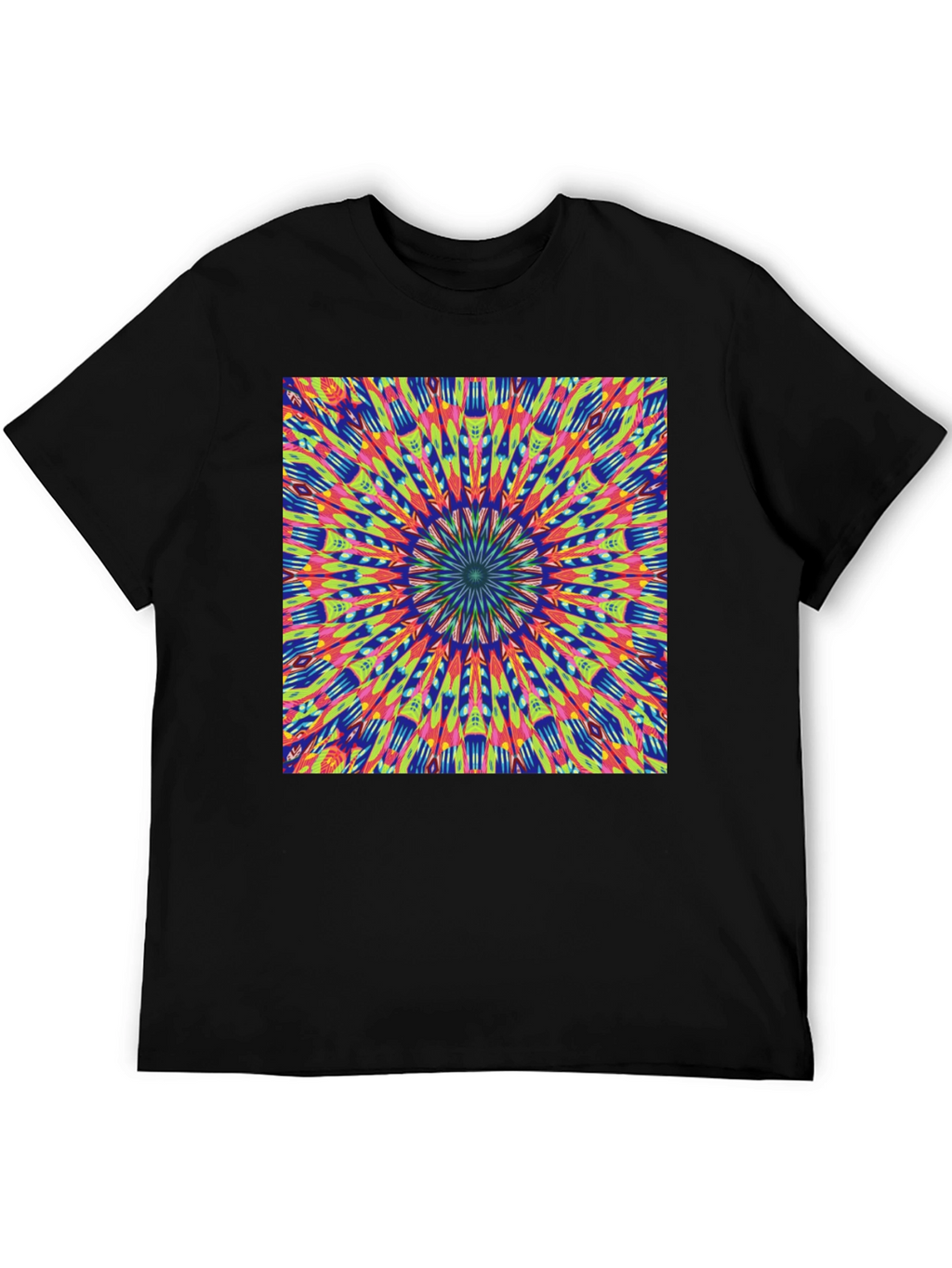 Psychedelic Mandala Graphic Tee - Vibrant Black T-Shirt