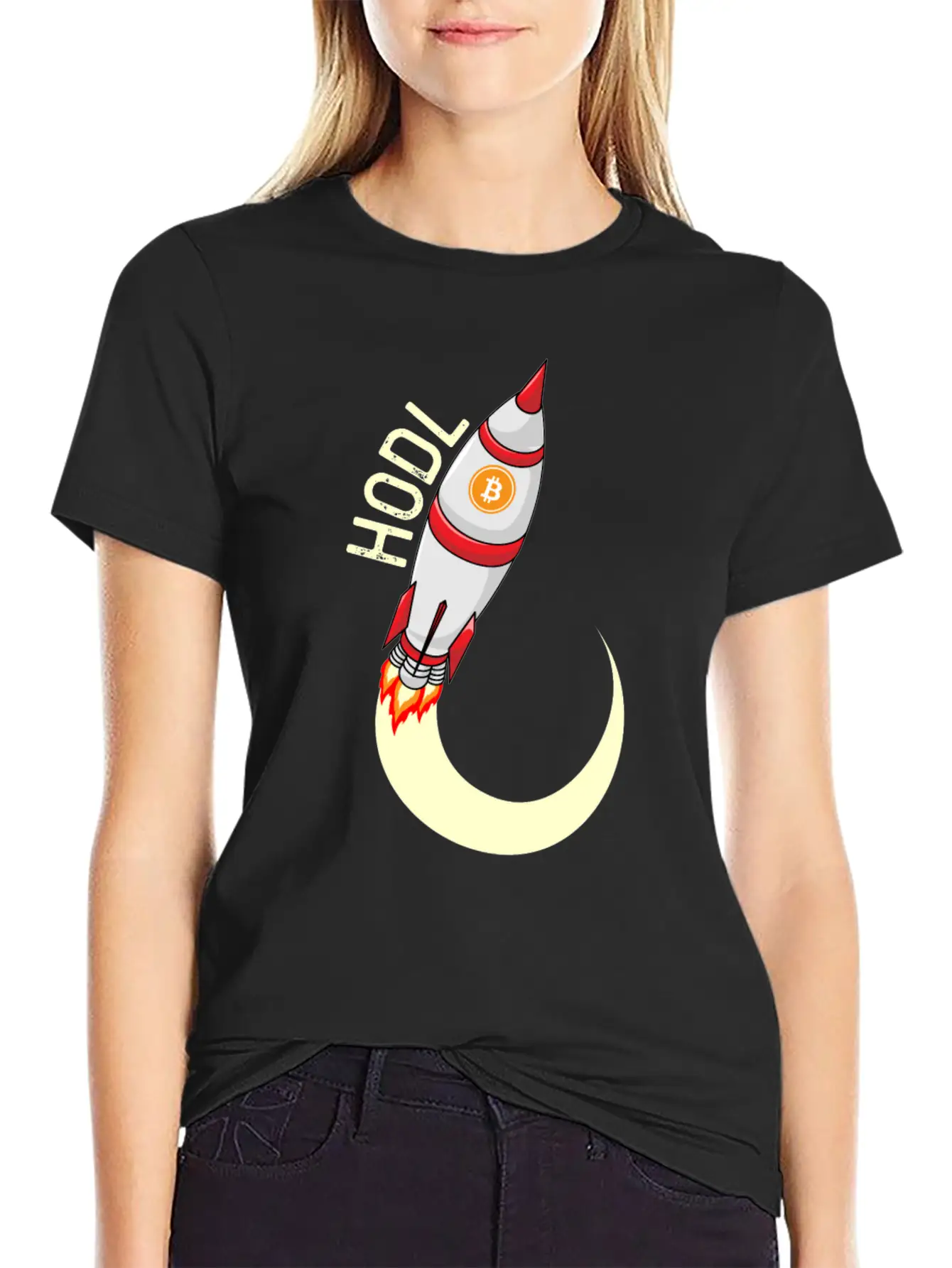 HODL Bitcoin Rocket Bitcoin To The Moon Crypto BTC Unisex Casual T-Shirt – Clean Design For Daily Comfort