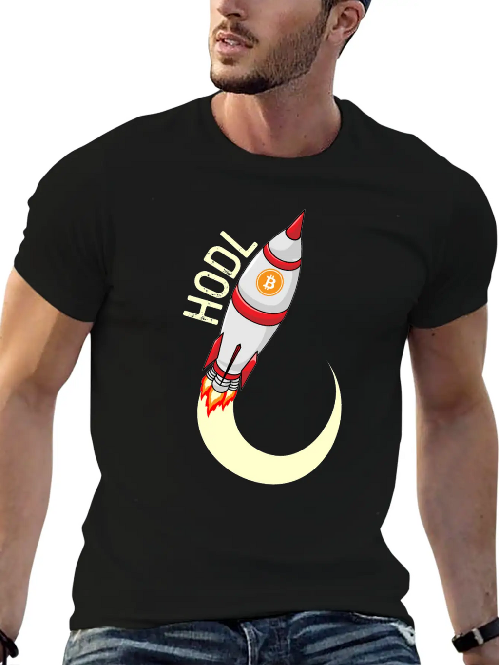 HODL Bitcoin Rocket Bitcoin To The Moon Crypto BTC Unisex Casual T-Shirt – Clean Design For Daily Comfort