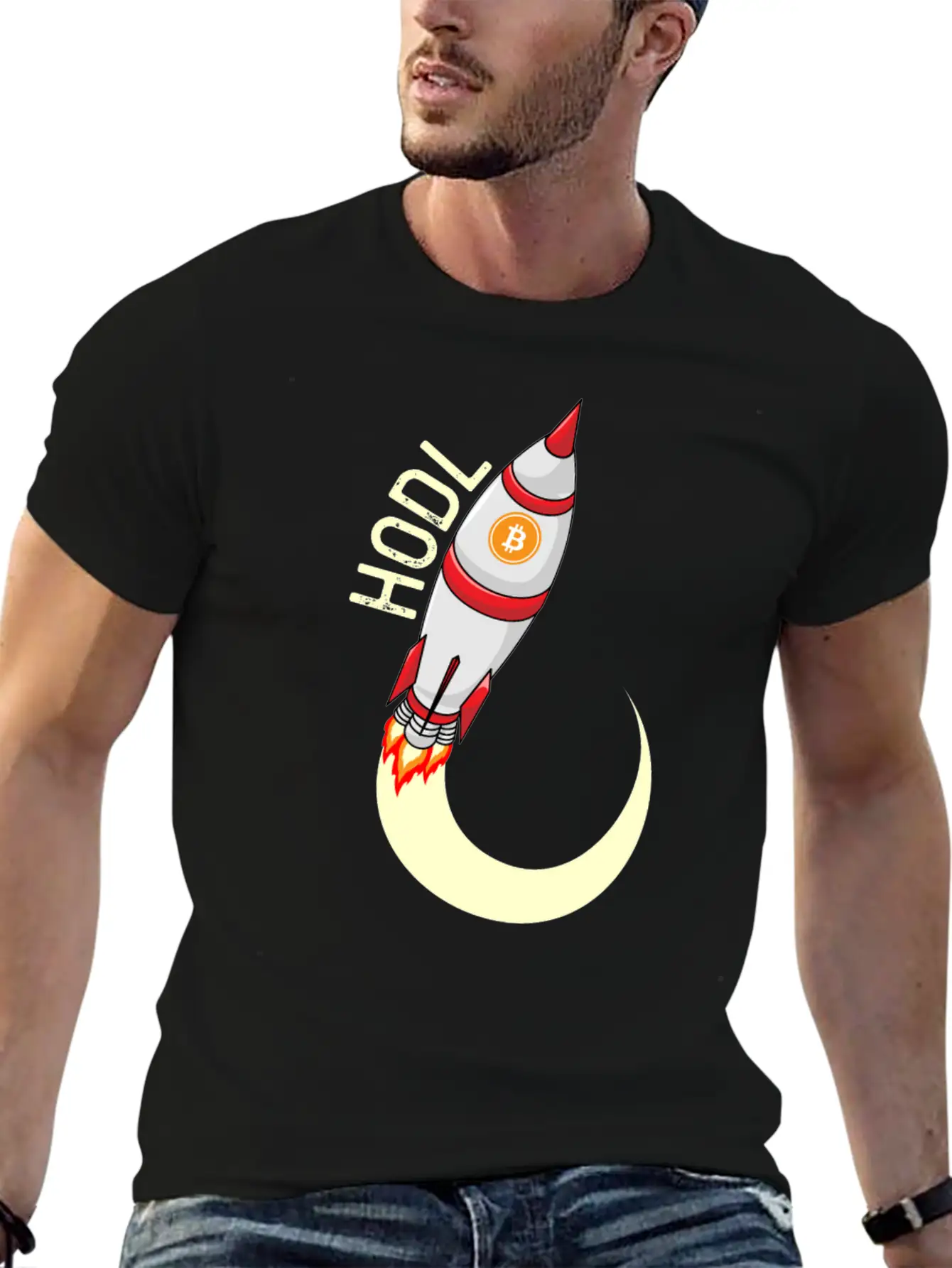 HODL Bitcoin Rocket Bitcoin To The Moon Crypto BTC Unisex Casual T-Shirt – Clean Design For Daily Comfort