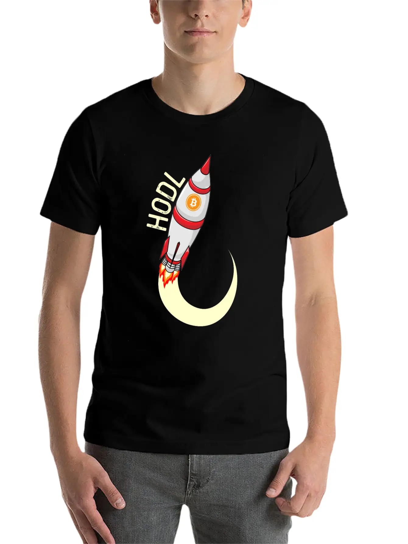 HODL Bitcoin Rocket Bitcoin To The Moon Crypto BTC Unisex Casual T-Shirt – Clean Design For Daily Comfort