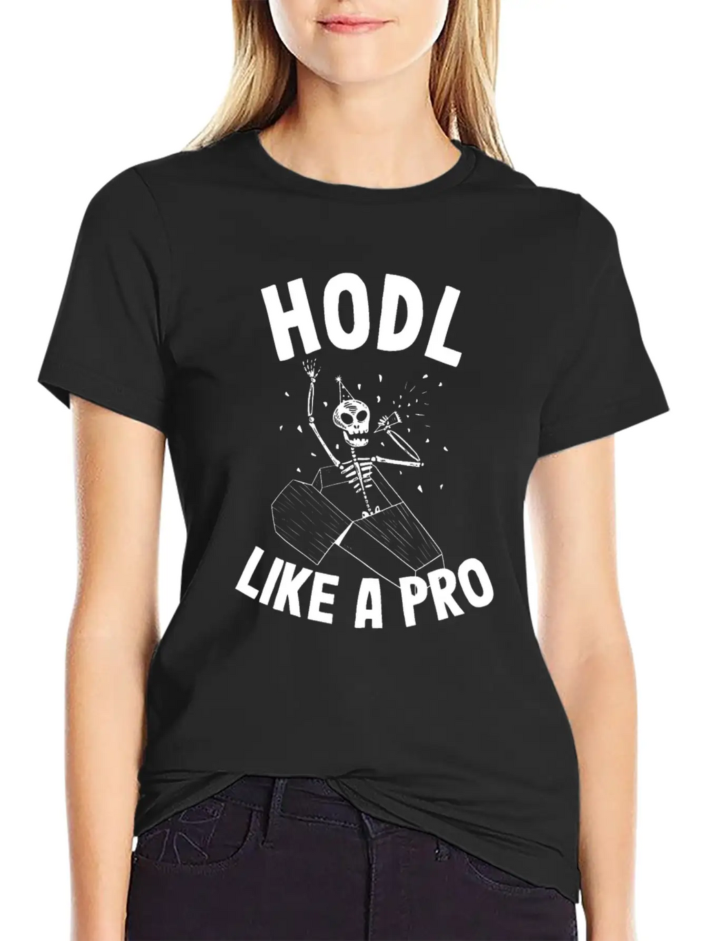 Hodl Like A Pro Funny Bitcoin Skeleton Hodler BTC Unisex Casual T-Shirt – Clean Design For Daily Comfort