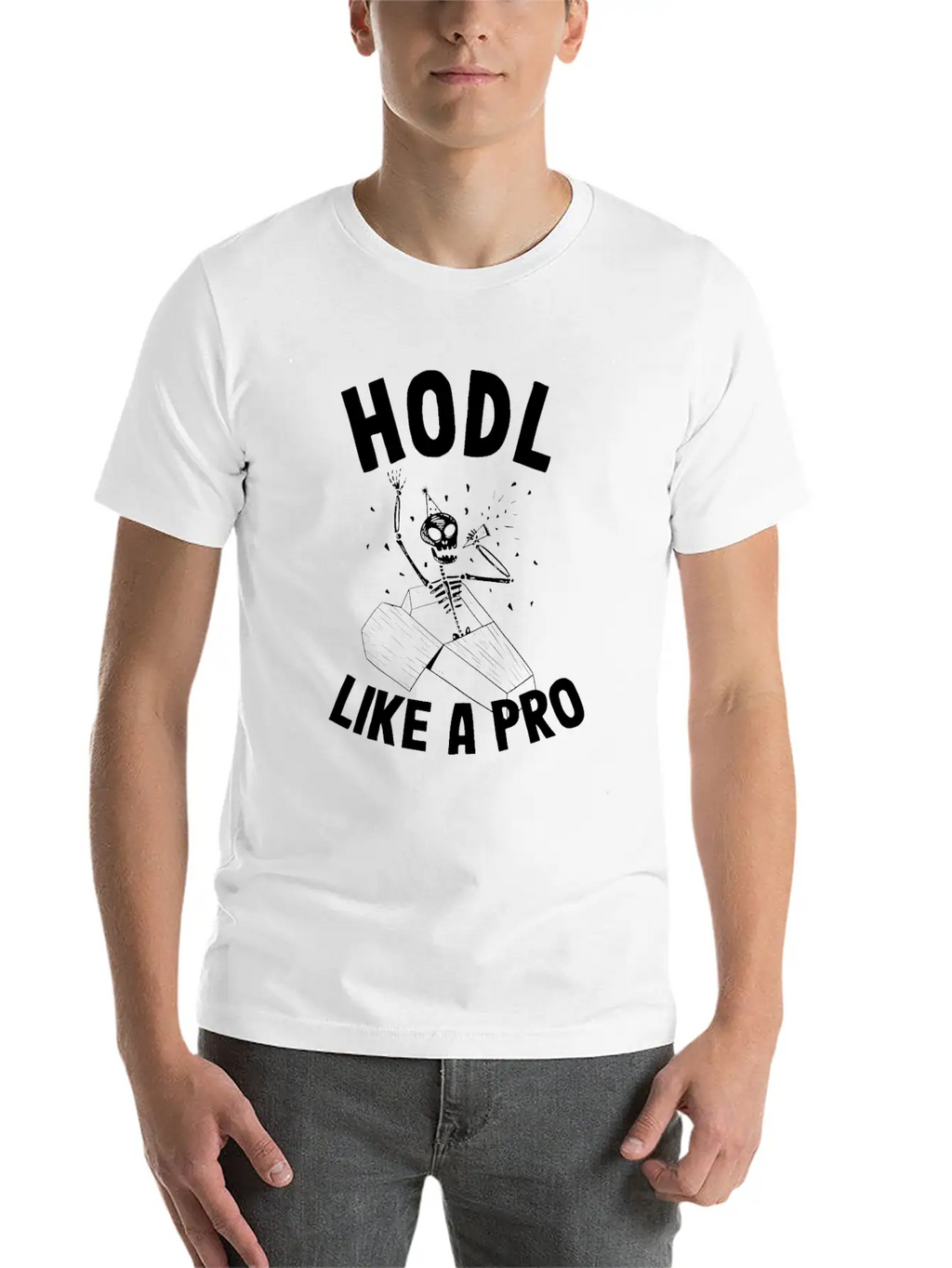 Hodl Like A Pro Funny Bitcoin Skeleton Hodler BTC Unisex Casual T-Shirt – Clean Design For Daily Comfort