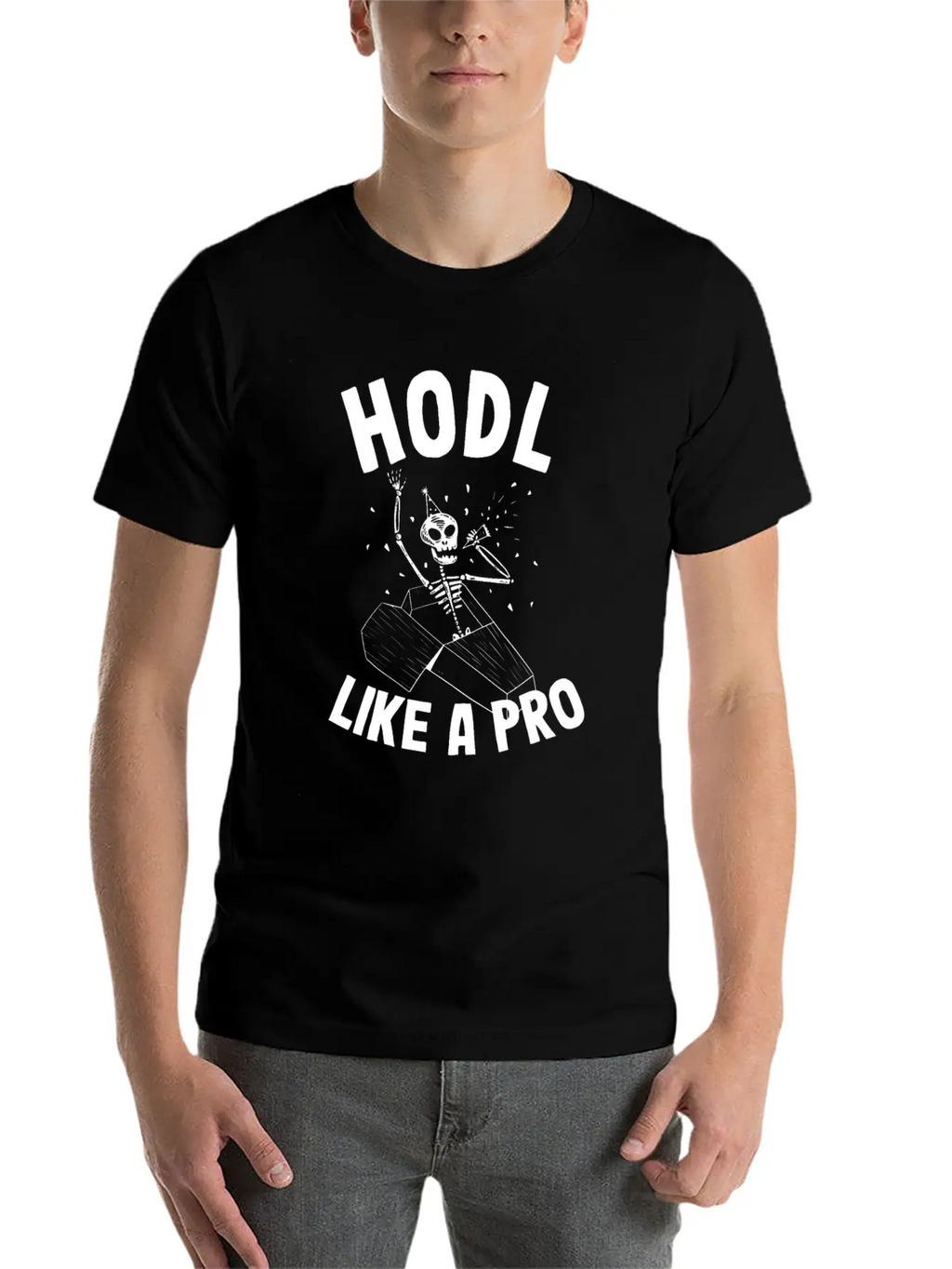 Hodl Like A Pro Funny Bitcoin Skeleton Hodler BTC Unisex Casual T-Shirt – Clean Design For Daily Comfort