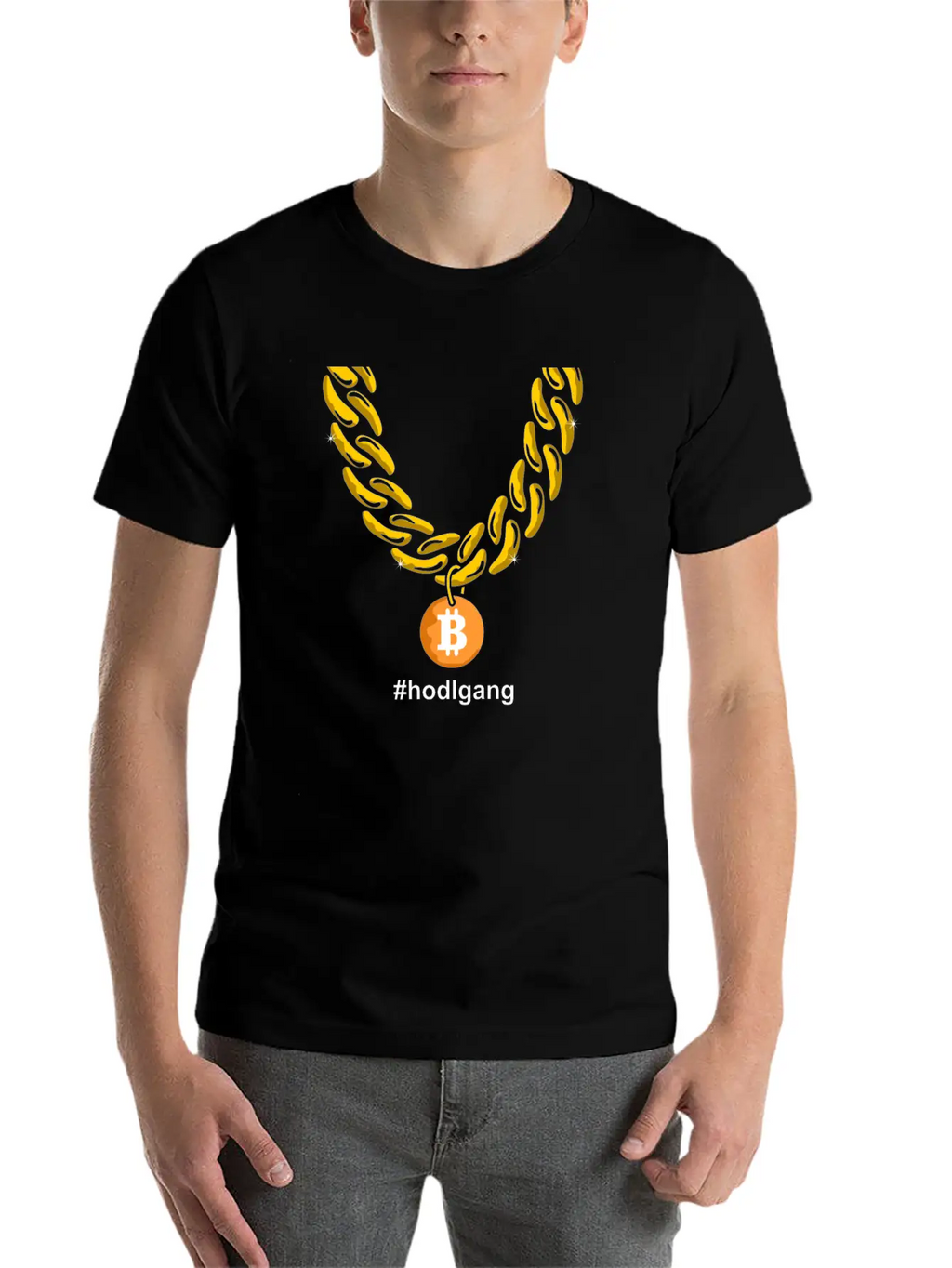Hodlgang Bitcoin Chain BTC Goldchain Unisex Casual T-Shirt – Clean Design For Daily Comfort