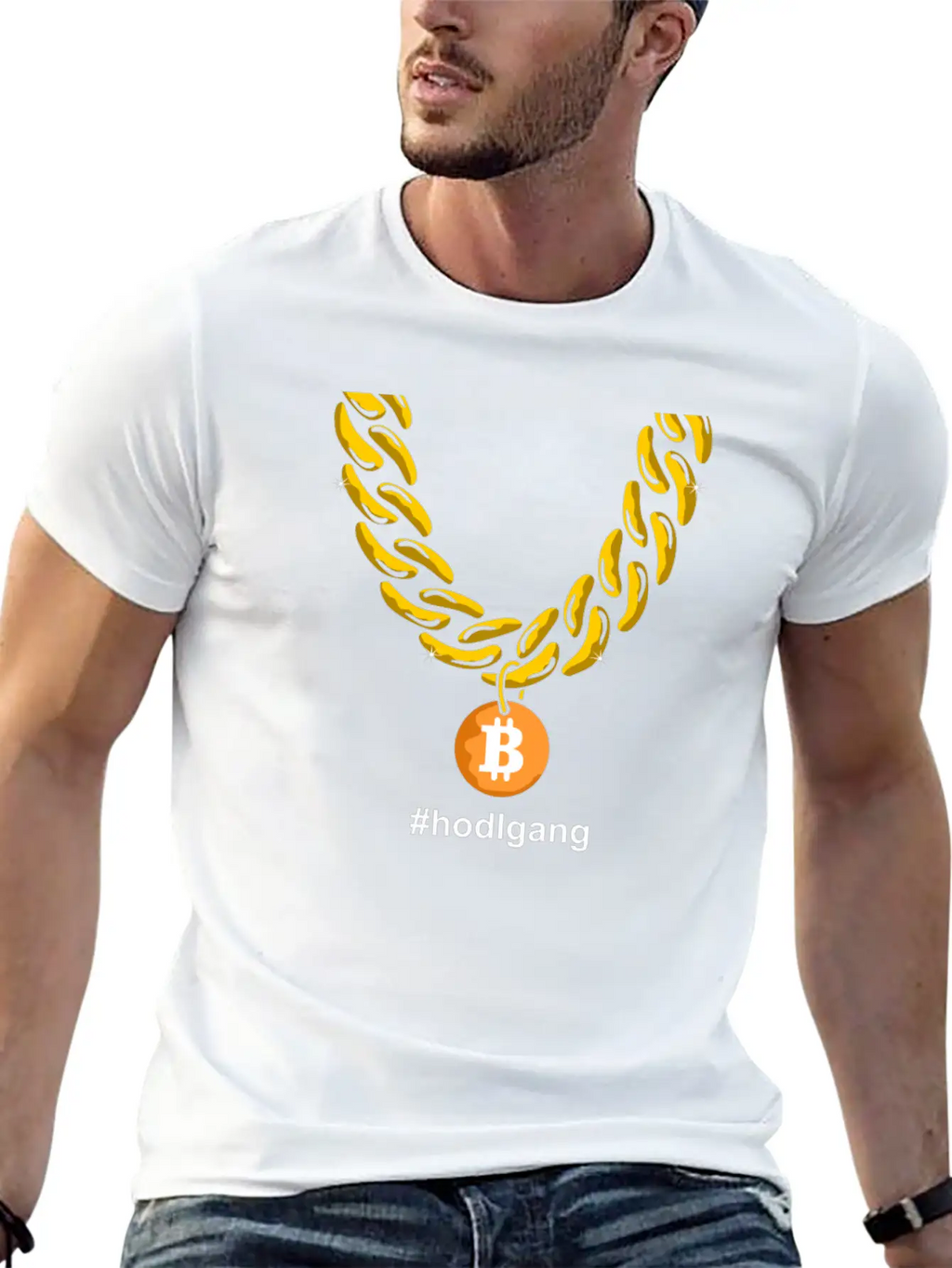 Hodlgang Bitcoin Chain BTC Goldchain Unisex Casual T-Shirt – Clean Design For Daily Comfort