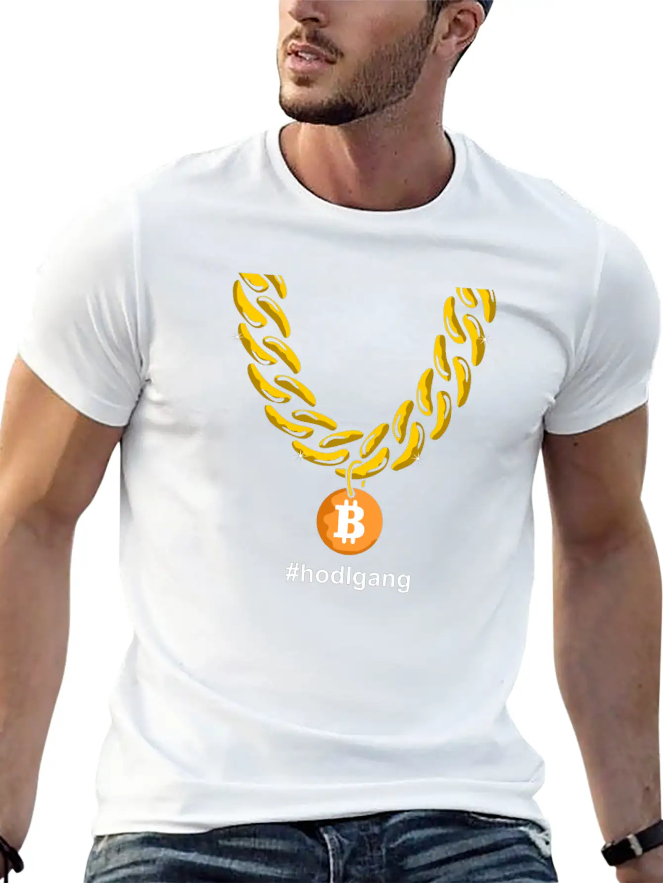 Hodlgang Bitcoin Chain BTC Goldchain Unisex Casual T-Shirt – Clean Design For Daily Comfort