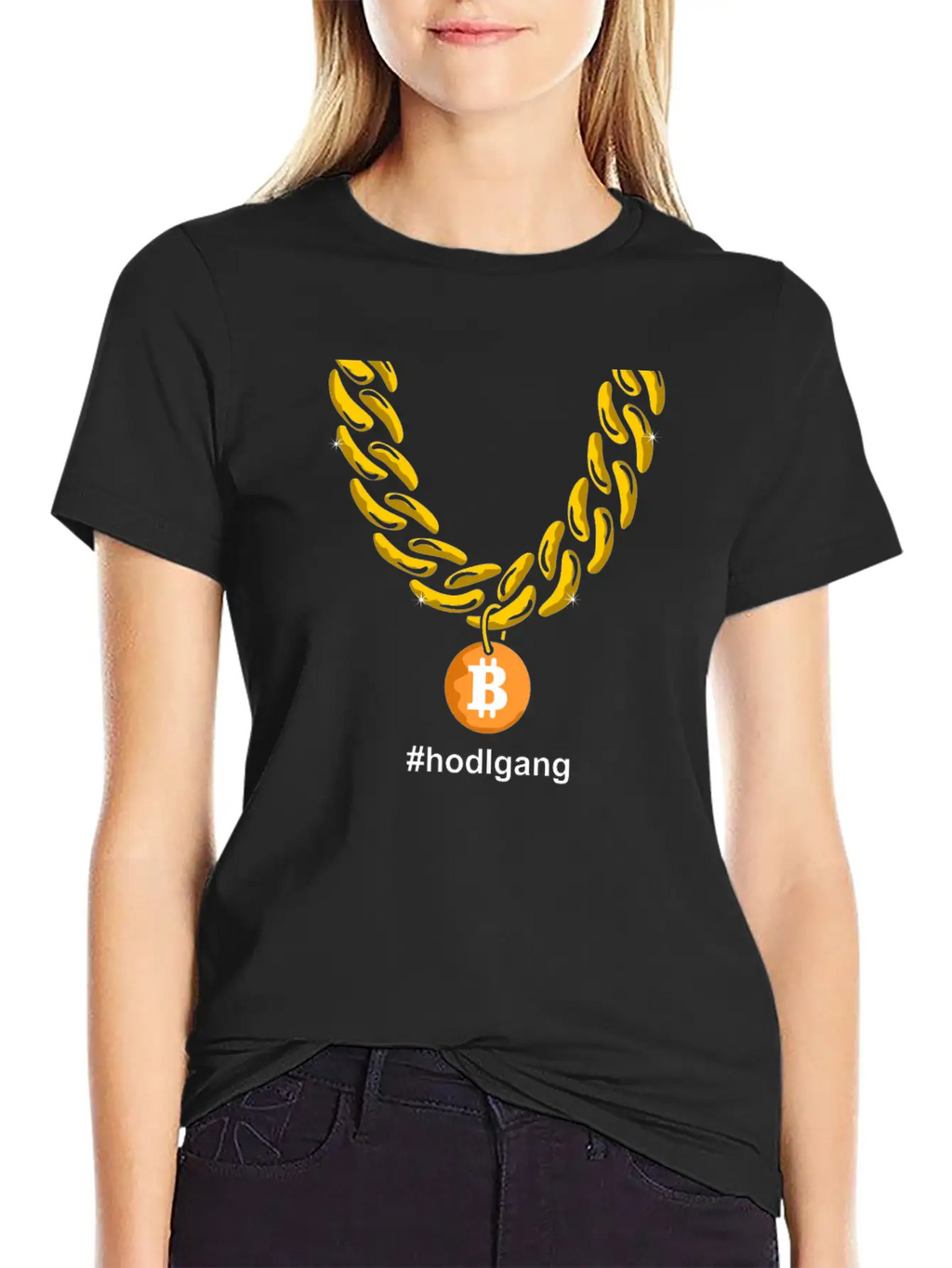 Hodlgang Bitcoin Chain BTC Goldchain Unisex Casual T-Shirt – Clean Design For Daily Comfort