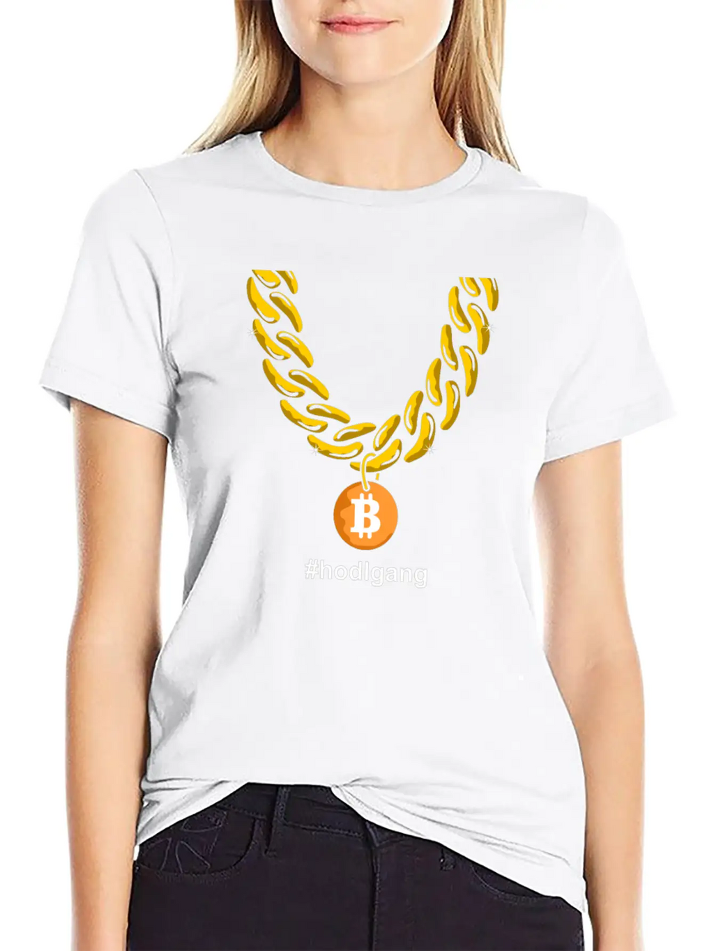 Hodlgang Bitcoin Chain BTC Goldchain Unisex Casual T-Shirt – Clean Design For Daily Comfort
