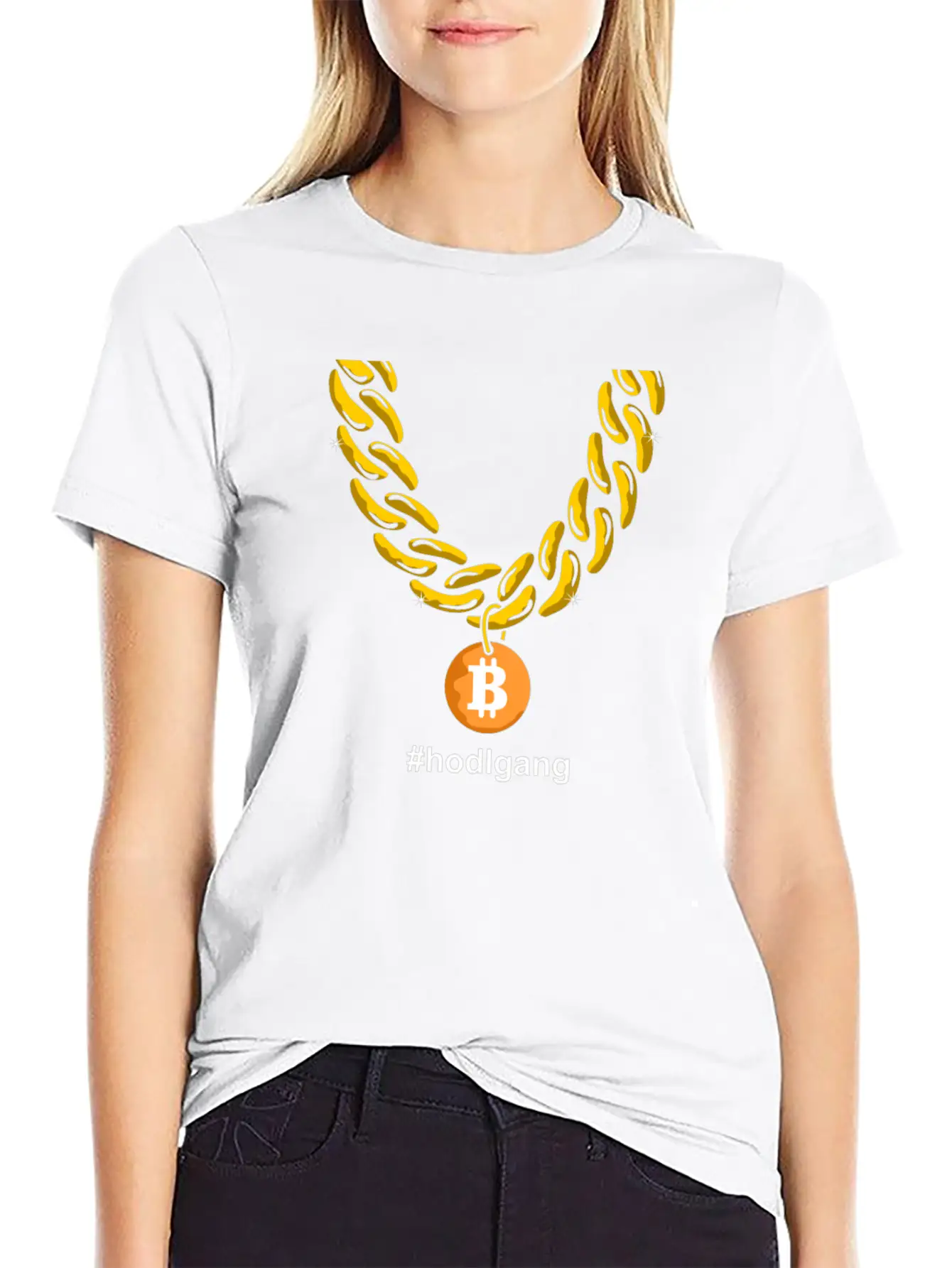 Hodlgang Bitcoin Chain BTC Goldchain Unisex Casual T-Shirt – Clean Design For Daily Comfort