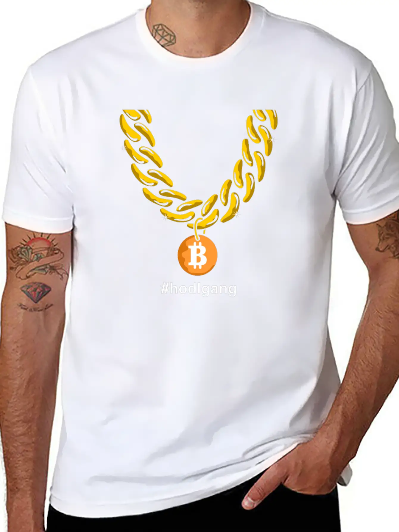 Hodlgang Bitcoin Chain BTC Goldchain Unisex Casual T-Shirt – Clean Design For Daily Comfort