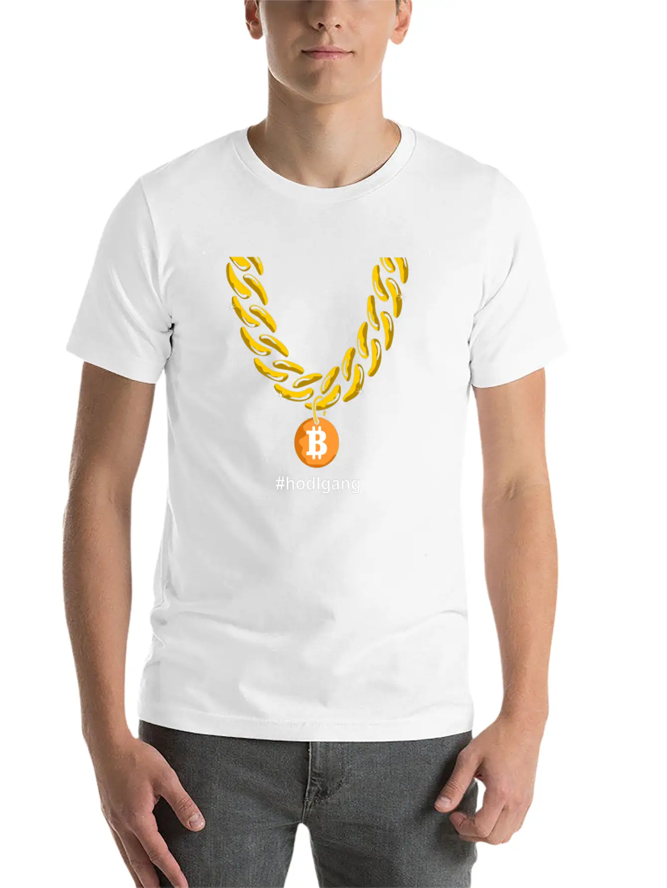 Hodlgang Bitcoin Chain BTC Goldchain Unisex Casual T-Shirt – Clean Design For Daily Comfort