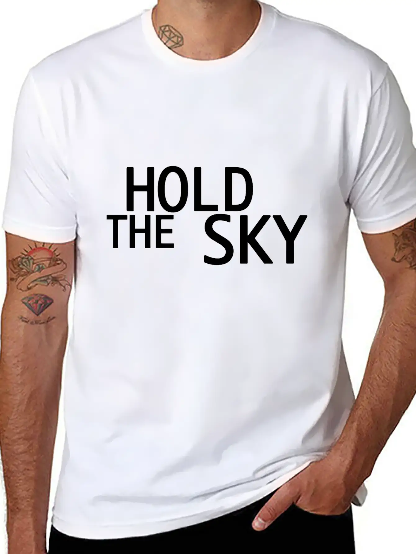 Hold The Sky Funny Unisex Short Sleeve Soft Cotton T-Shirt – Casual Everyday Wear
