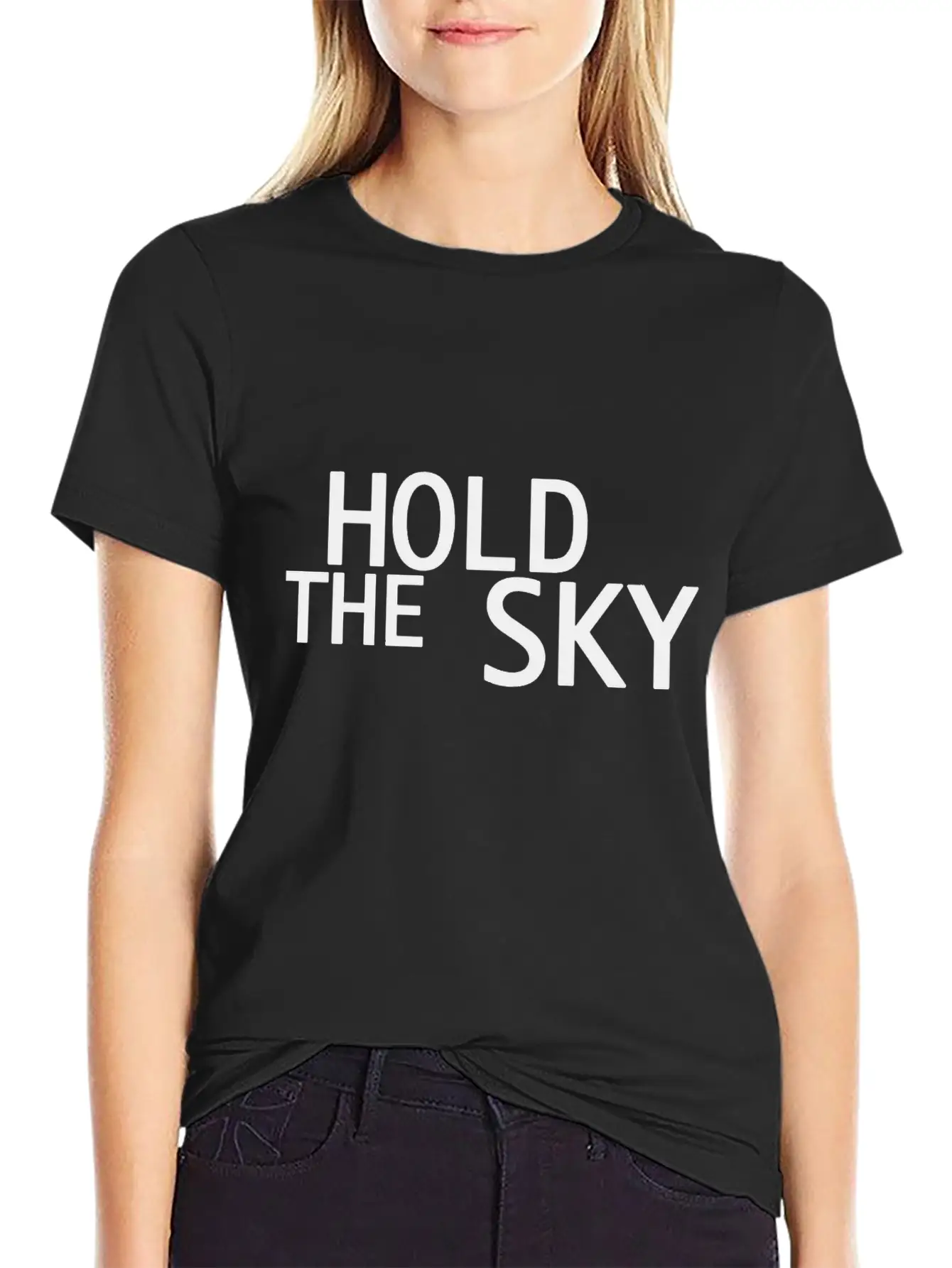 Hold The Sky Funny Unisex Short Sleeve Soft Cotton T-Shirt – Casual Everyday Wear