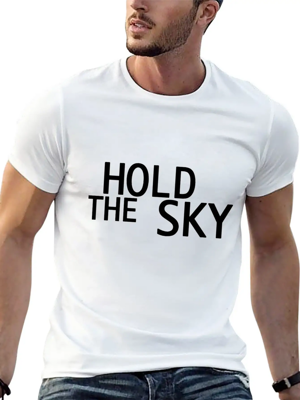 Hold The Sky Funny Unisex Short Sleeve Soft Cotton T-Shirt – Casual Everyday Wear
