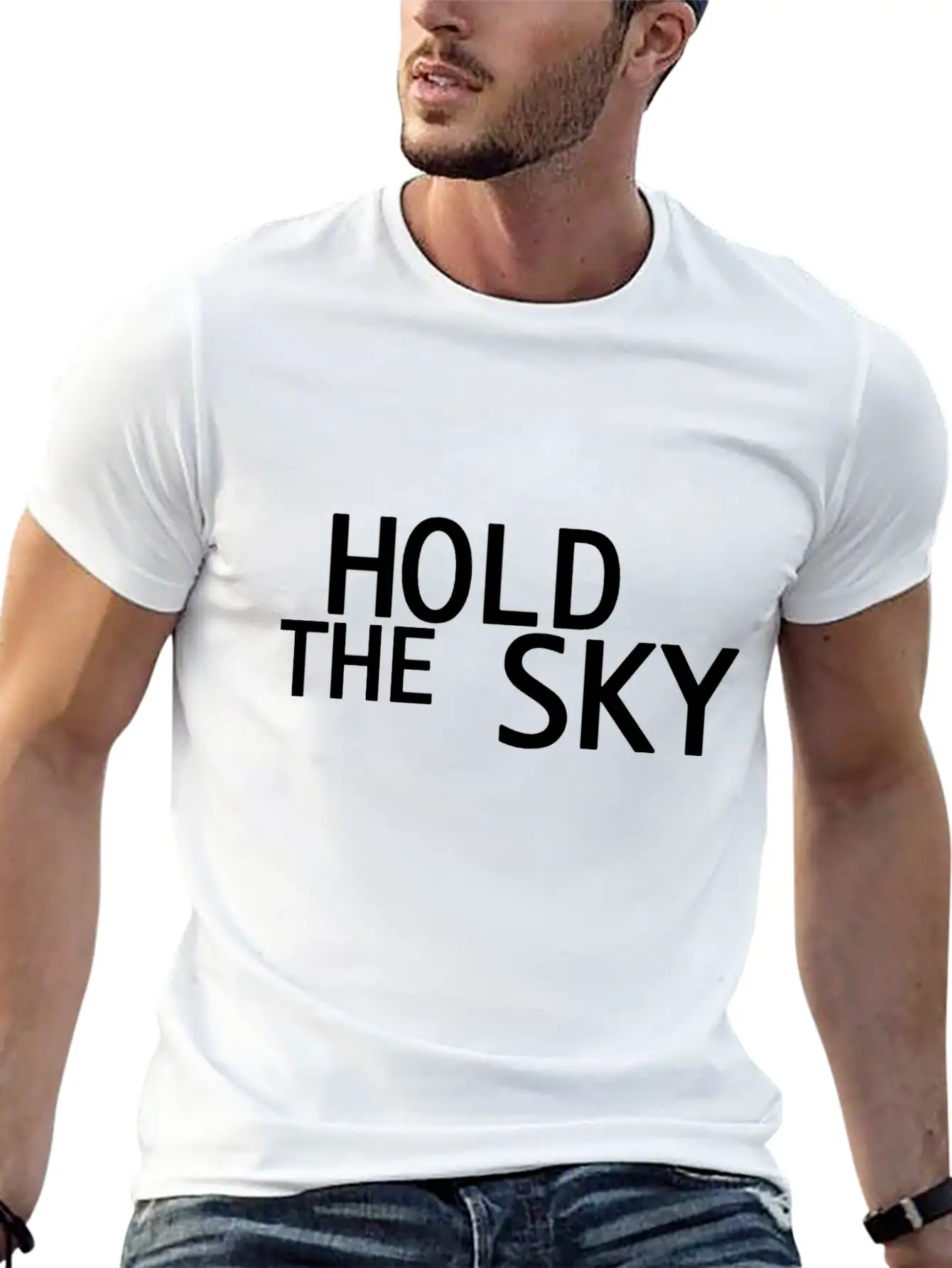 Hold The Sky Funny Unisex Short Sleeve Soft Cotton T-Shirt – Casual Everyday Wear