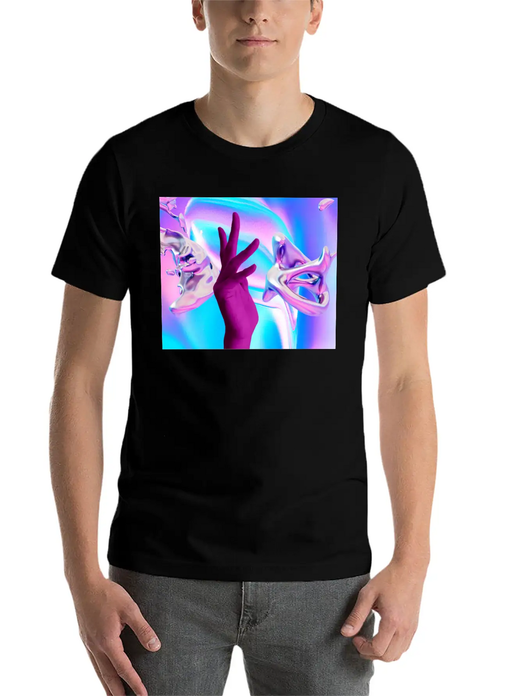 Holographic Mystical Aesthetic Hand Casual Graphic T-Shirt – Simple And Comfortable Daily Wear