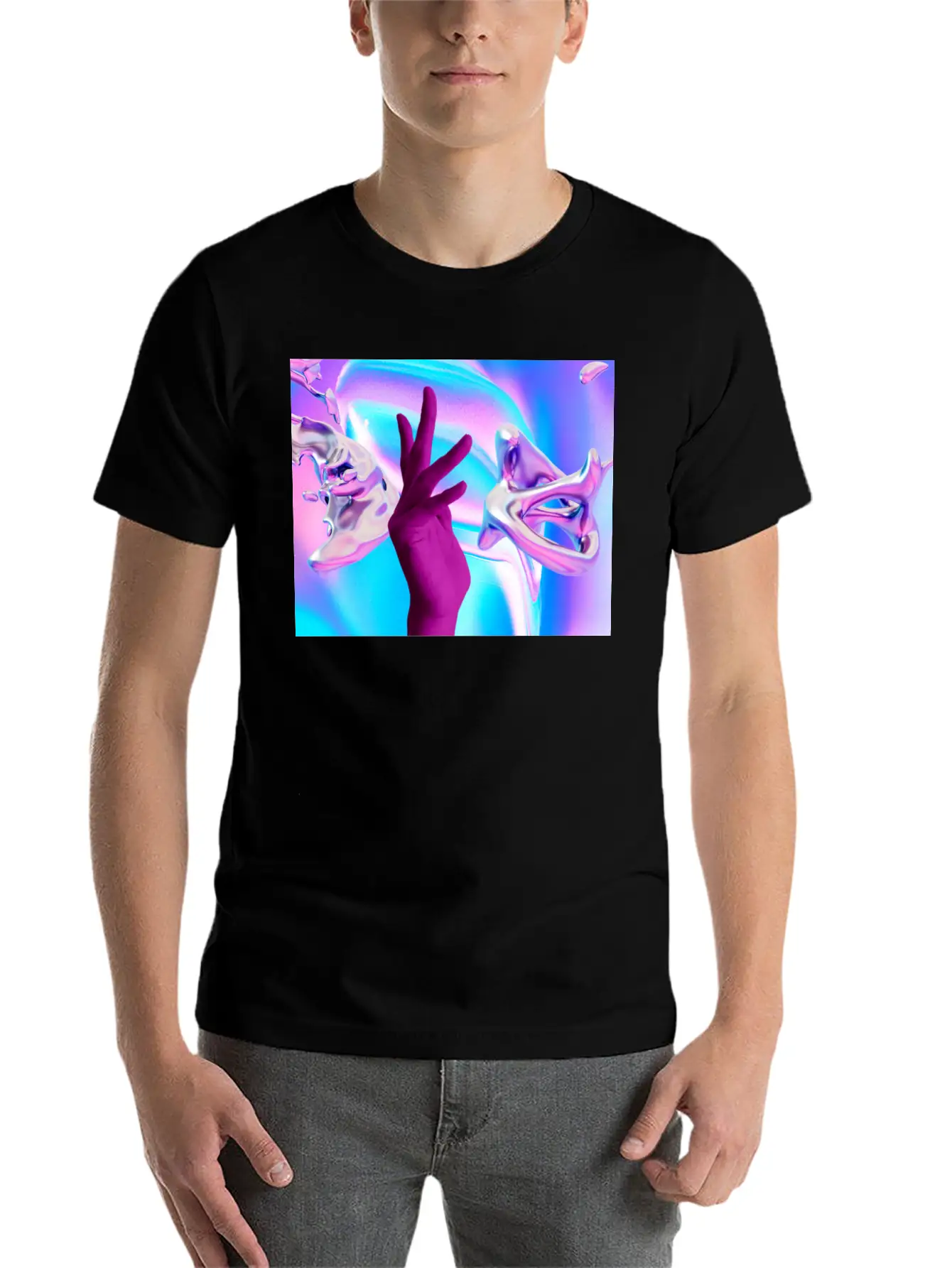 Holographic Mystical Aesthetic Hand Casual Graphic T-Shirt – Simple And Comfortable Daily Wear