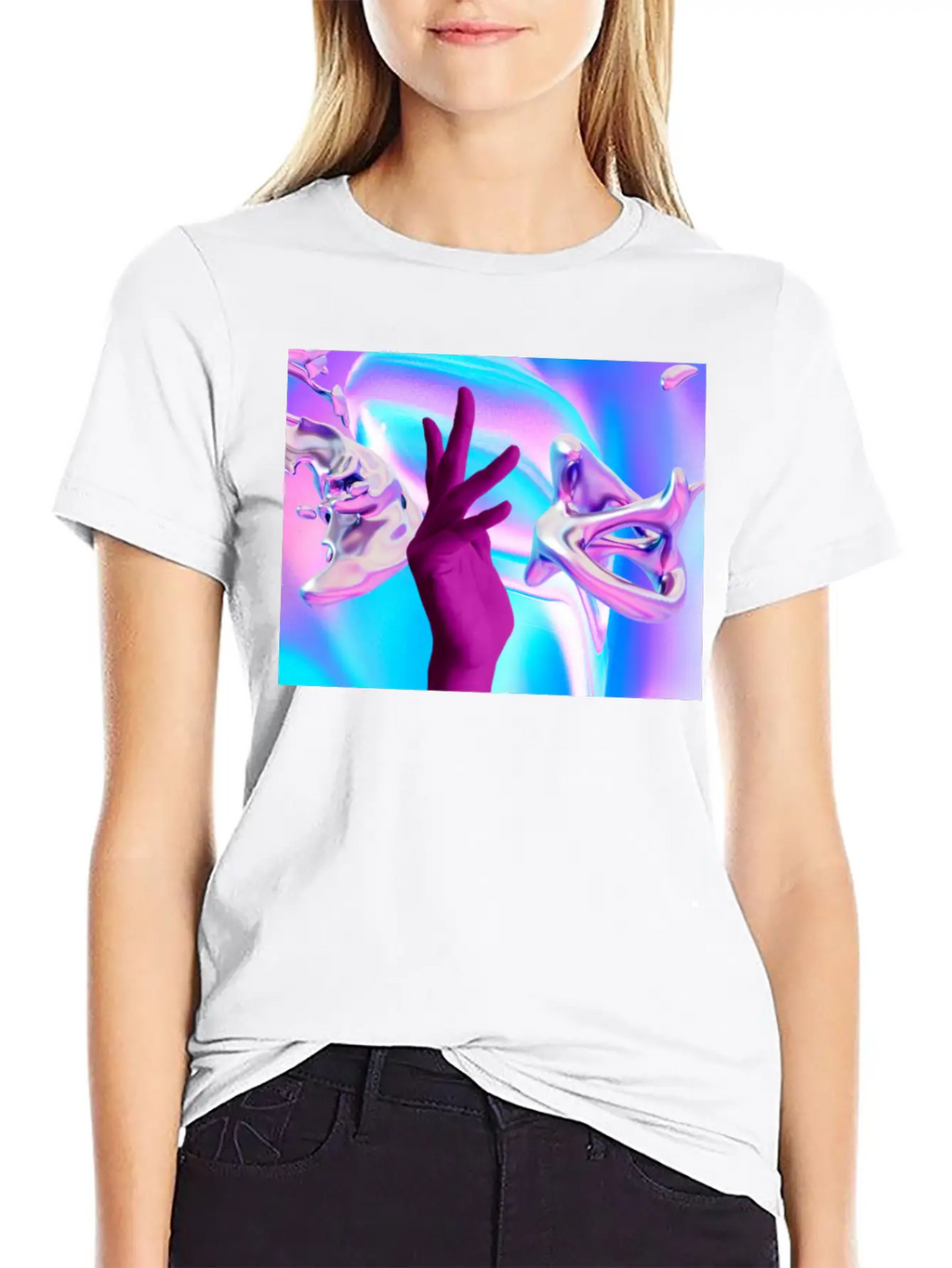 Holographic Mystical Aesthetic Hand Casual Graphic T-Shirt – Simple And Comfortable Daily Wear