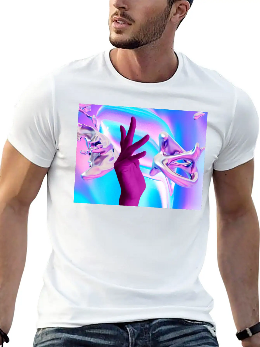 Holographic Mystical Aesthetic Hand Casual Graphic T-Shirt – Simple And Comfortable Daily Wear