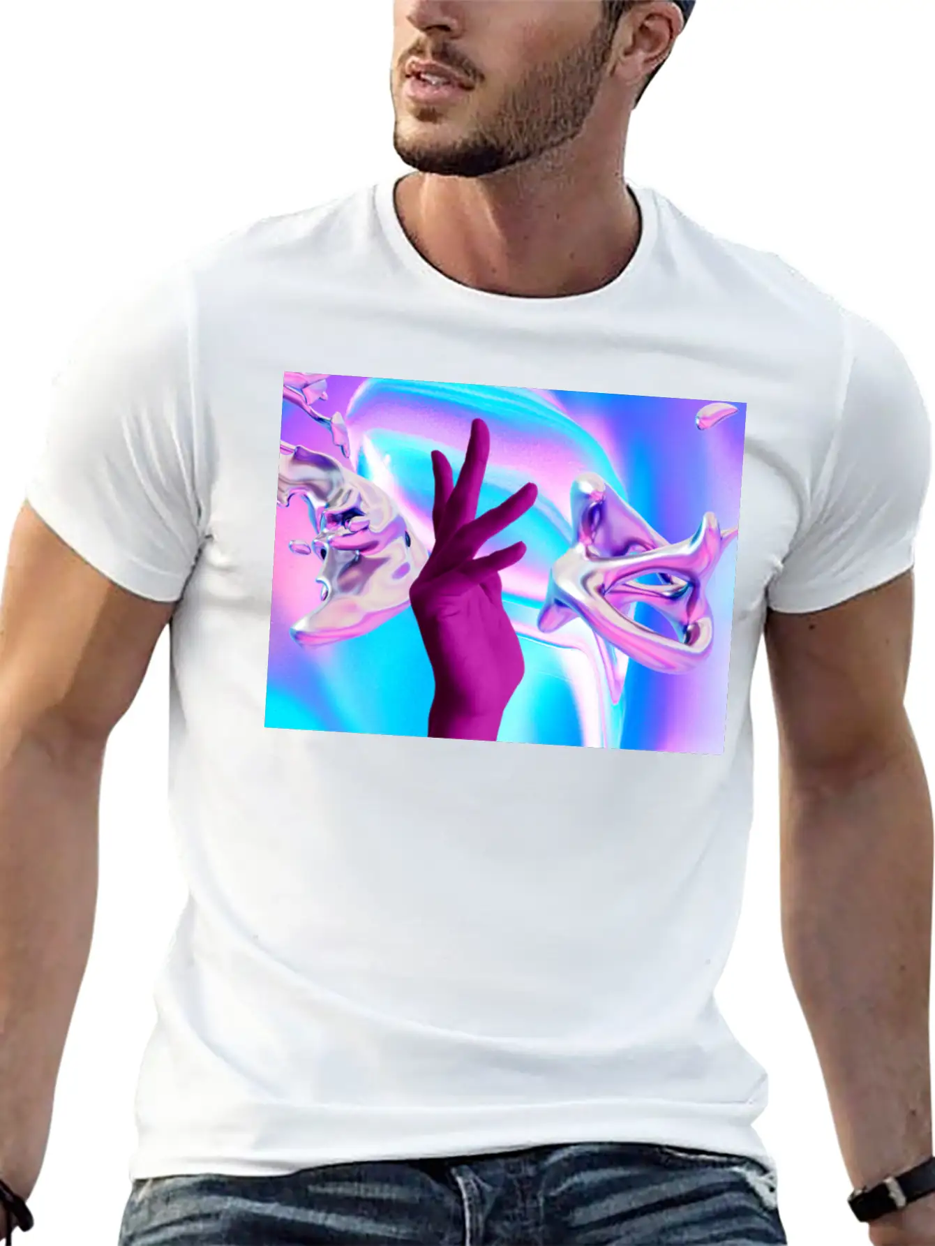 Holographic Mystical Aesthetic Hand Casual Graphic T-Shirt – Simple And Comfortable Daily Wear
