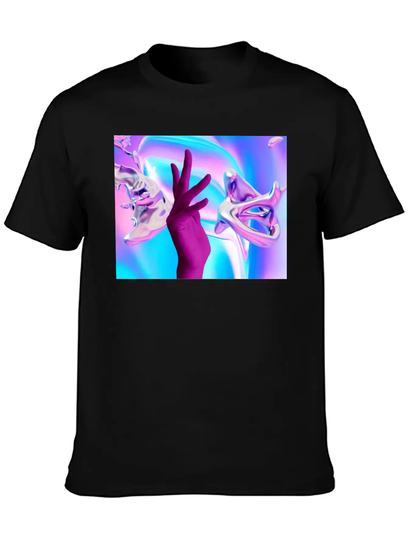Holographic Mystical Aesthetic Hand Casual Graphic T-Shirt – Simple And Comfortable Daily Wear