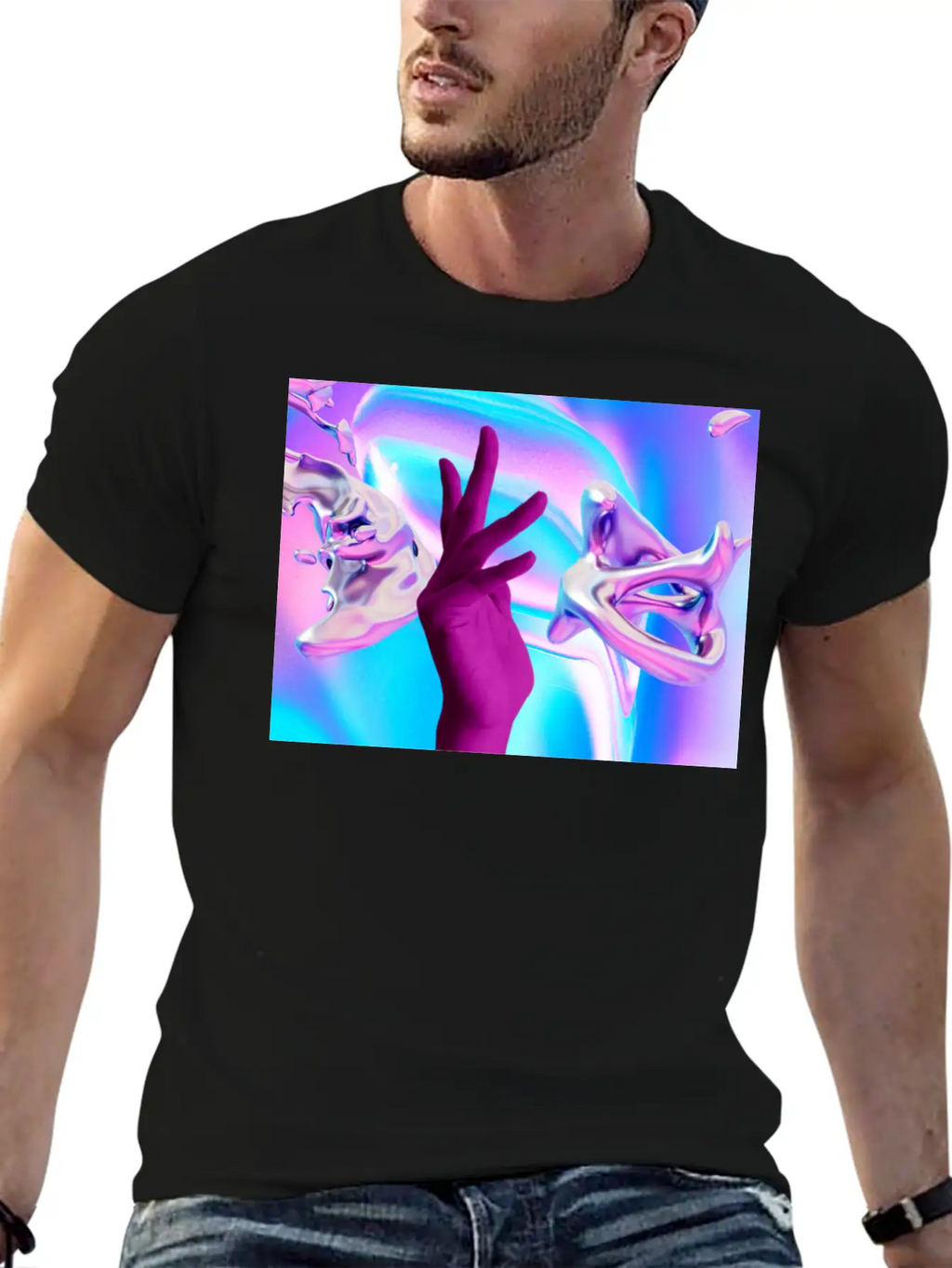 Holographic Mystical Aesthetic Hand Casual Graphic T-Shirt – Simple And Comfortable Daily Wear