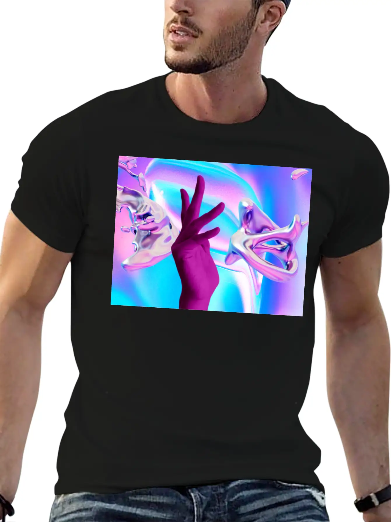 Holographic Mystical Aesthetic Hand Casual Graphic T-Shirt – Simple And Comfortable Daily Wear
