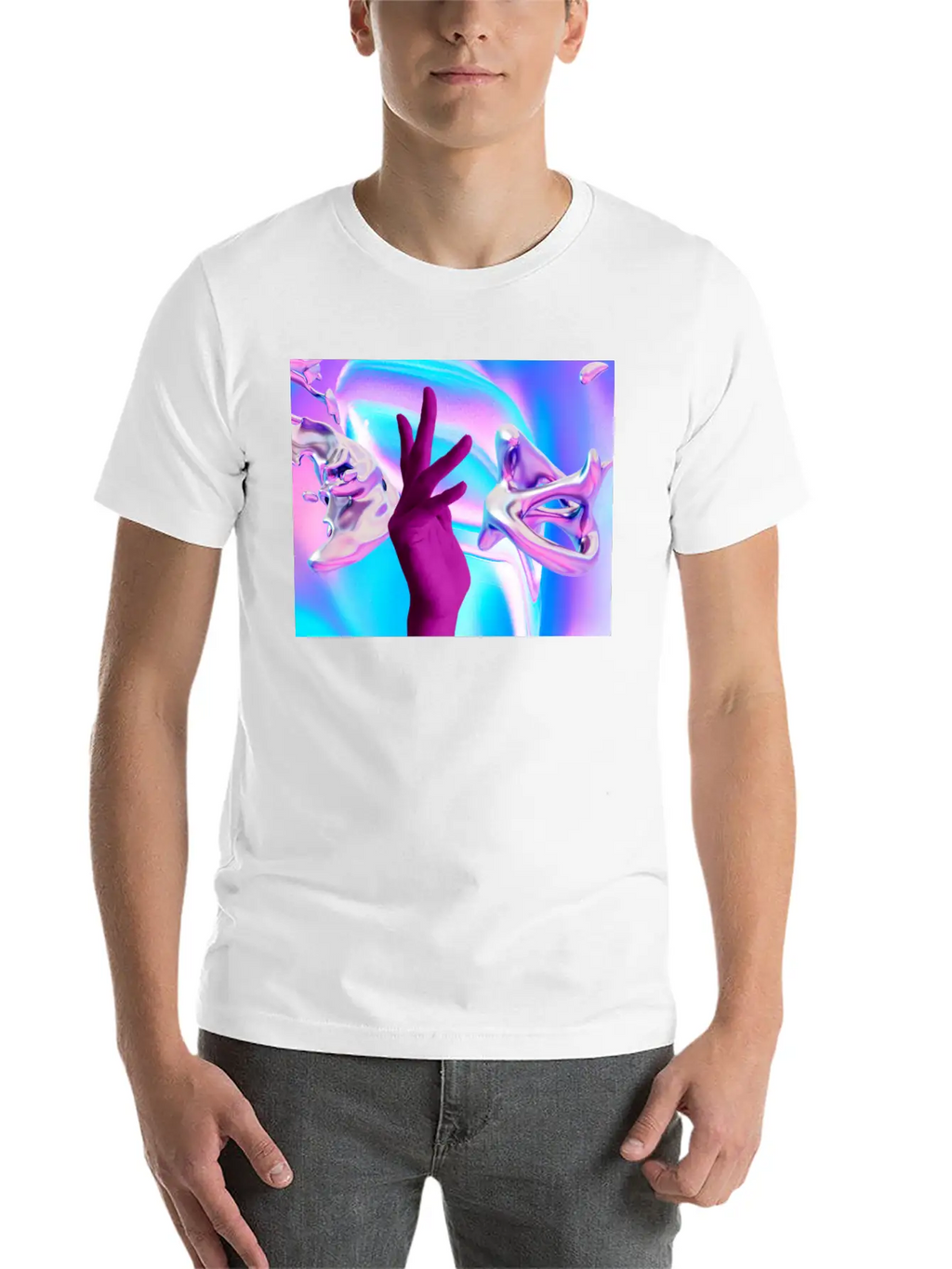 Holographic Mystical Aesthetic Hand Casual Graphic T-Shirt – Simple And Comfortable Daily Wear