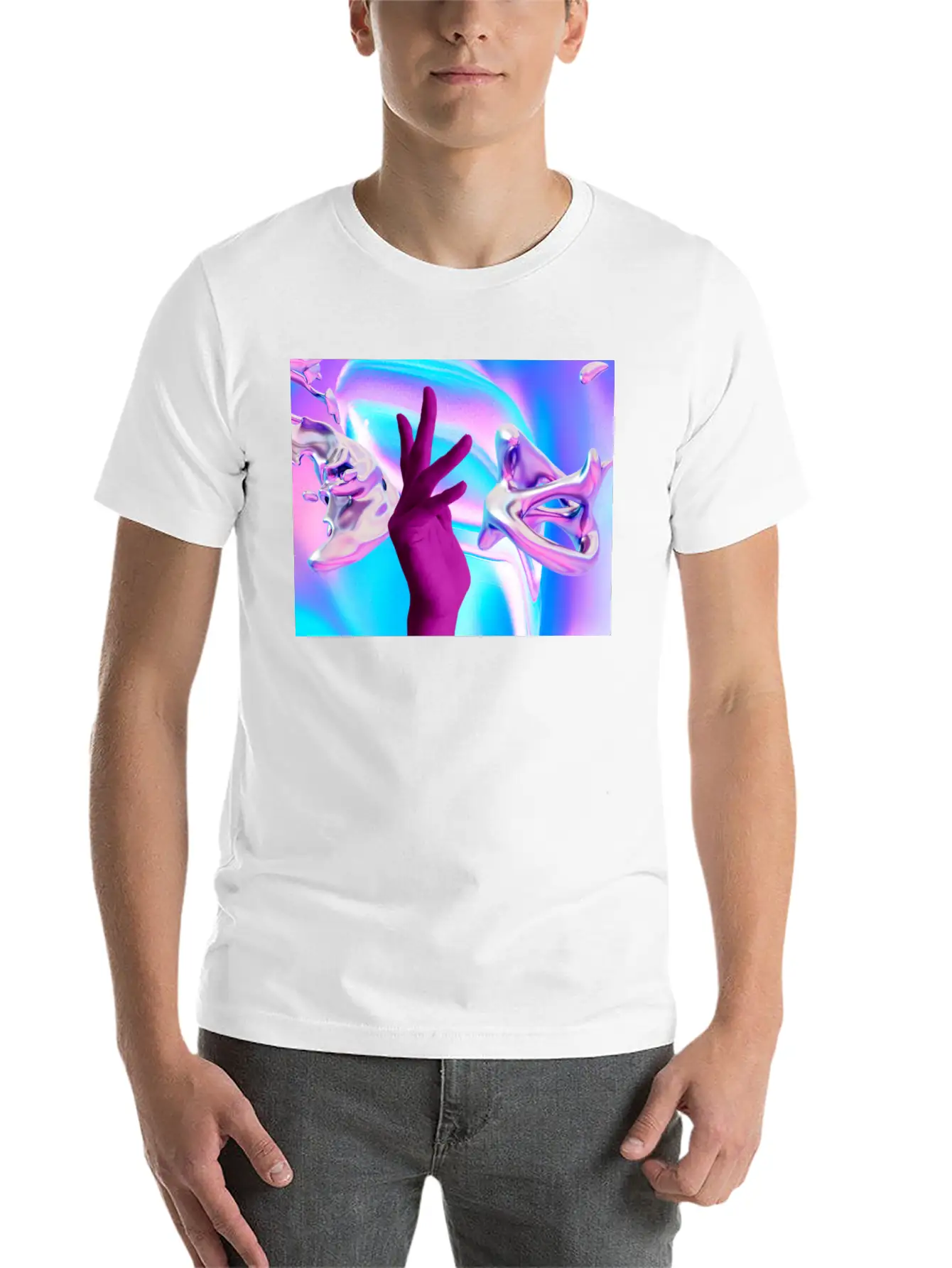 Holographic Mystical Aesthetic Hand Casual Graphic T-Shirt – Simple And Comfortable Daily Wear
