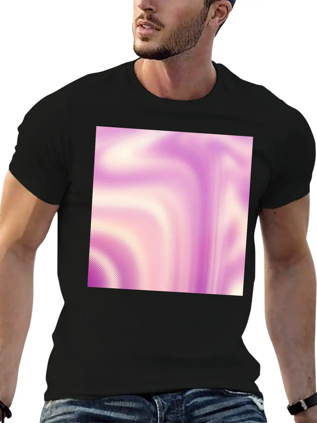 Holographic Pink Iridescent Fantasy Background Stylish Everyday T-Shirt – Unisex Basic Cotton Tee