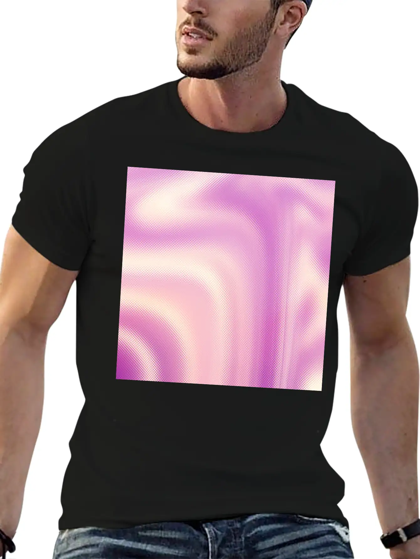 Holographic Pink Iridescent Fantasy Background Stylish Everyday T-Shirt – Unisex Basic Cotton Tee