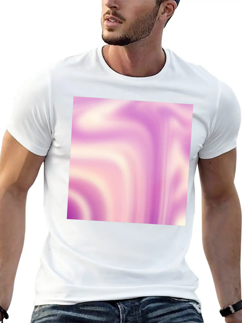 Holographic Pink Iridescent Fantasy Background Stylish Everyday T-Shirt – Unisex Basic Cotton Tee