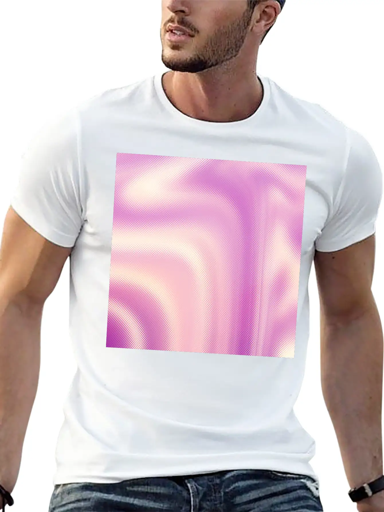 Holographic Pink Iridescent Fantasy Background Stylish Everyday T-Shirt – Unisex Basic Cotton Tee
