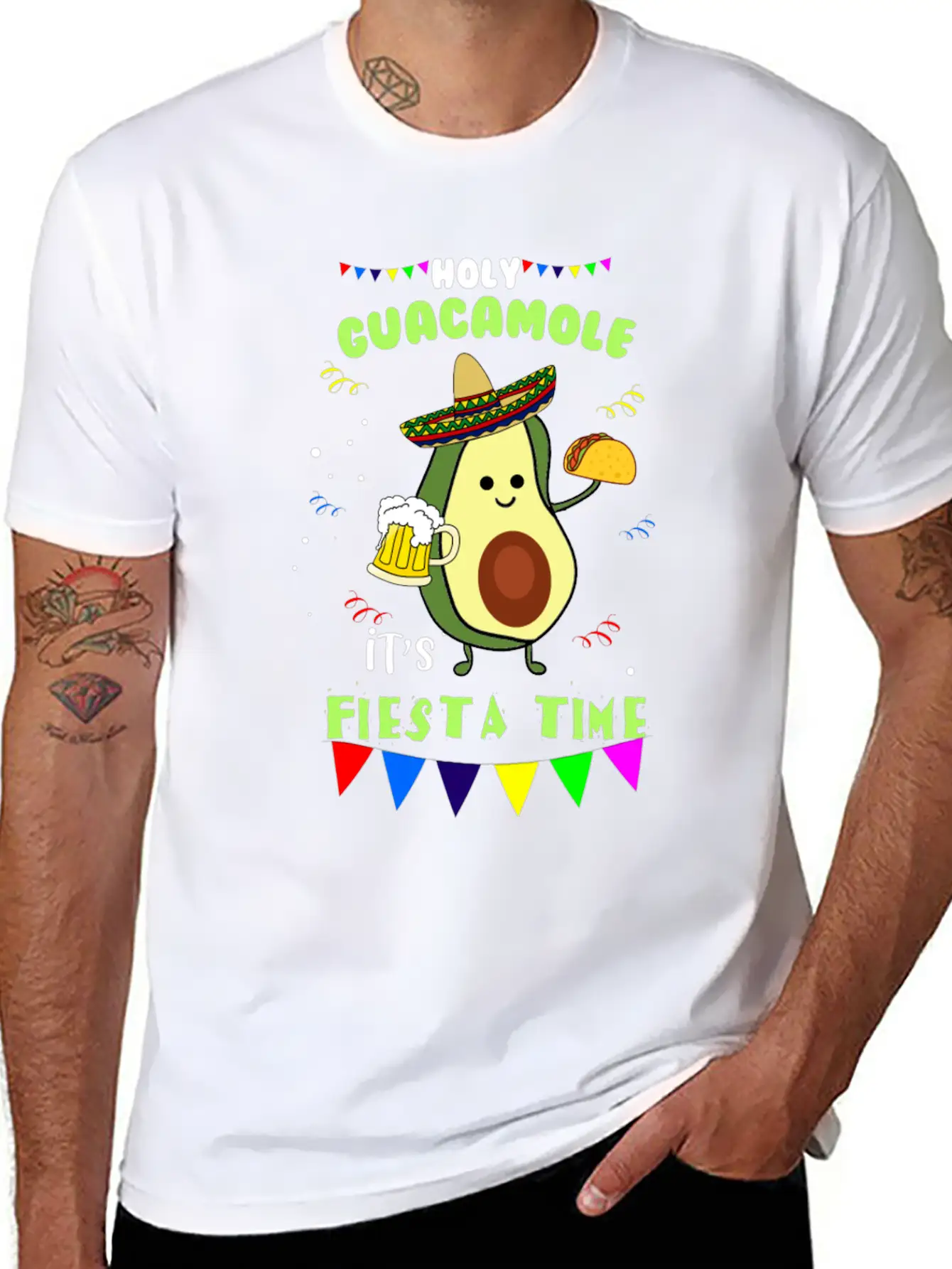 Holy Guacamole Mexican Avocado Dip Fiesta Gift Breathable Soft Cotton T-Shirt – Timeless Casual Look
