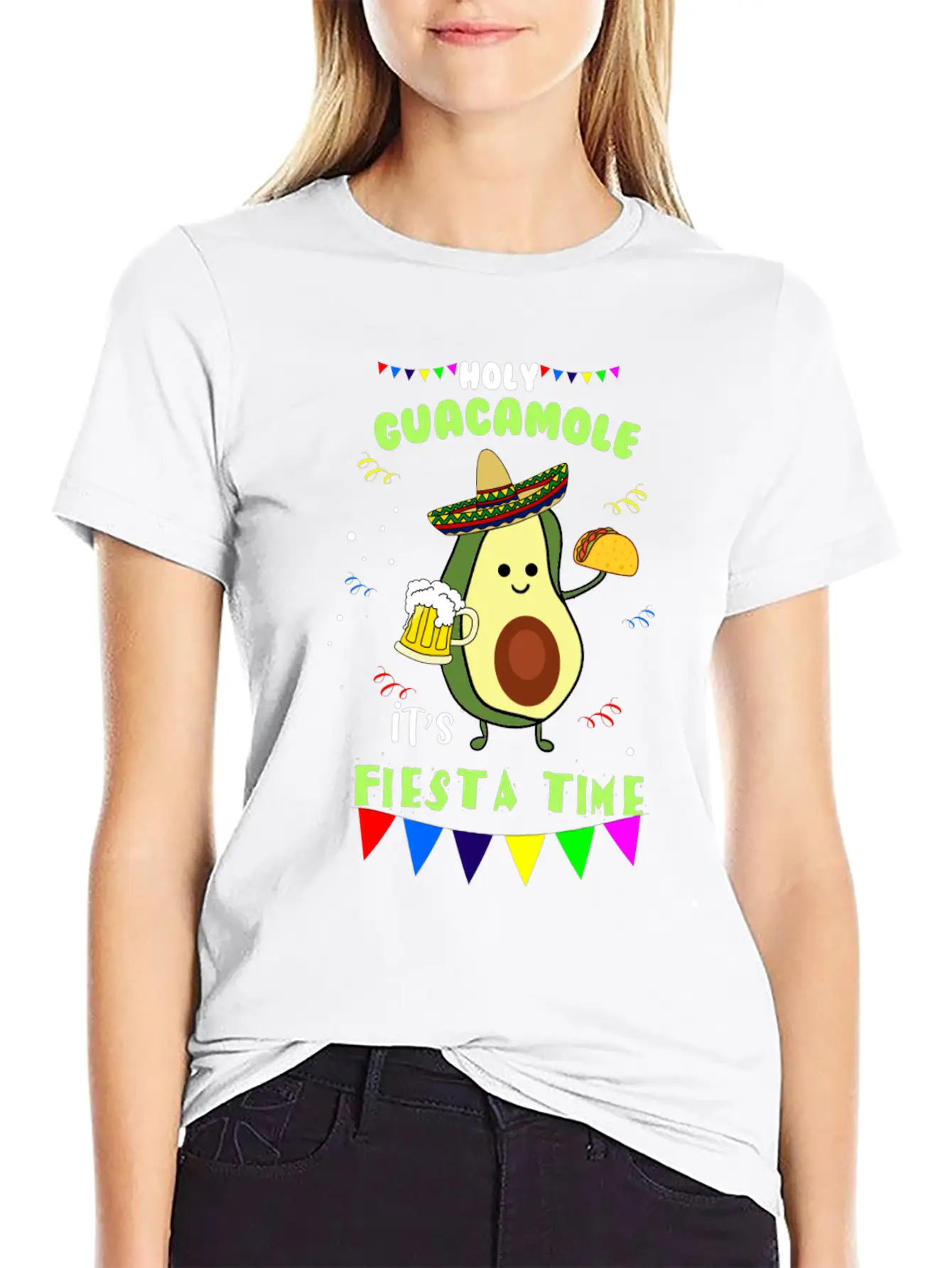 Holy Guacamole Mexican Avocado Dip Fiesta Gift Breathable Soft Cotton T-Shirt – Timeless Casual Look
