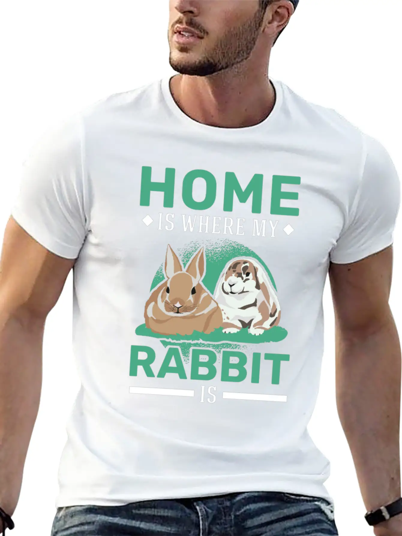 Home Is Where My Rabbit Stylish Everyday T-Shirt – Unisex Basic Cotton Tee