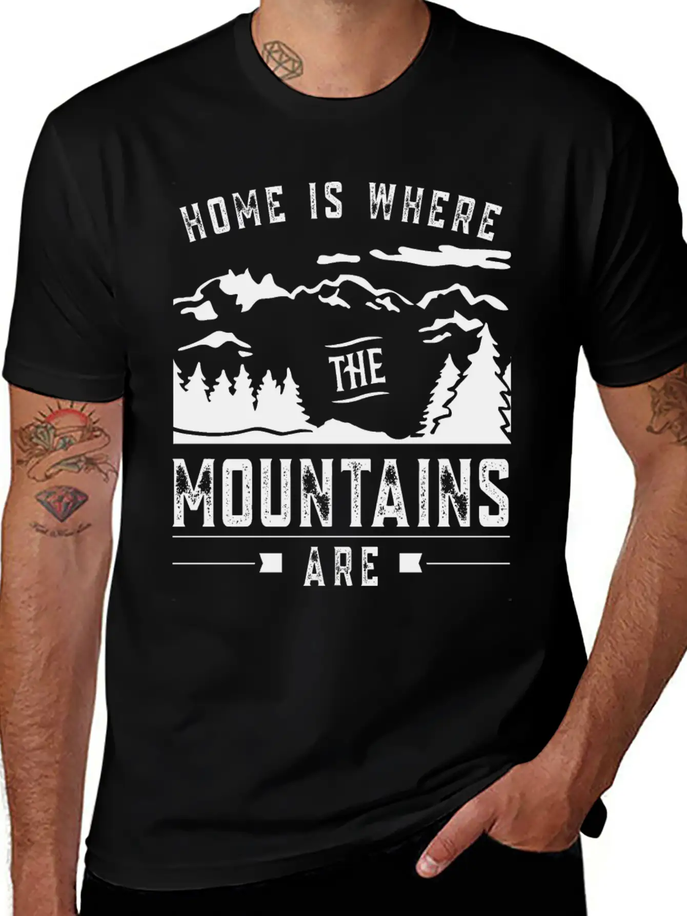 Home Is Where The Mountains Are Mountain Hike Casual Graphic T-Shirt – Simple And Comfortable Daily Wear