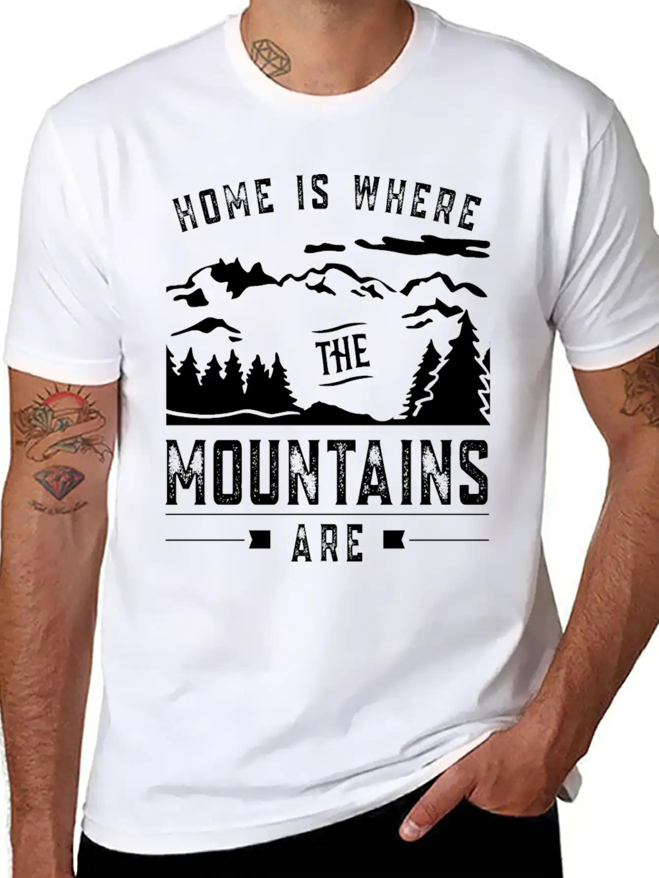 Home Is Where The Mountains Are Mountain Hike Casual Graphic T-Shirt – Simple And Comfortable Daily Wear