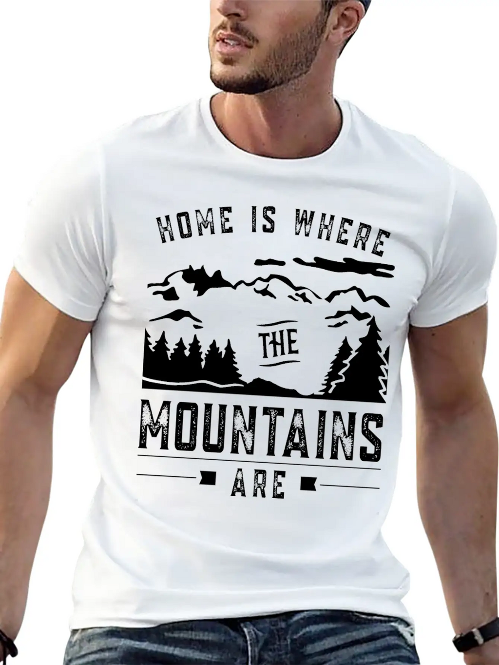 Home Is Where The Mountains Are Mountain Hike Casual Graphic T-Shirt – Simple And Comfortable Daily Wear