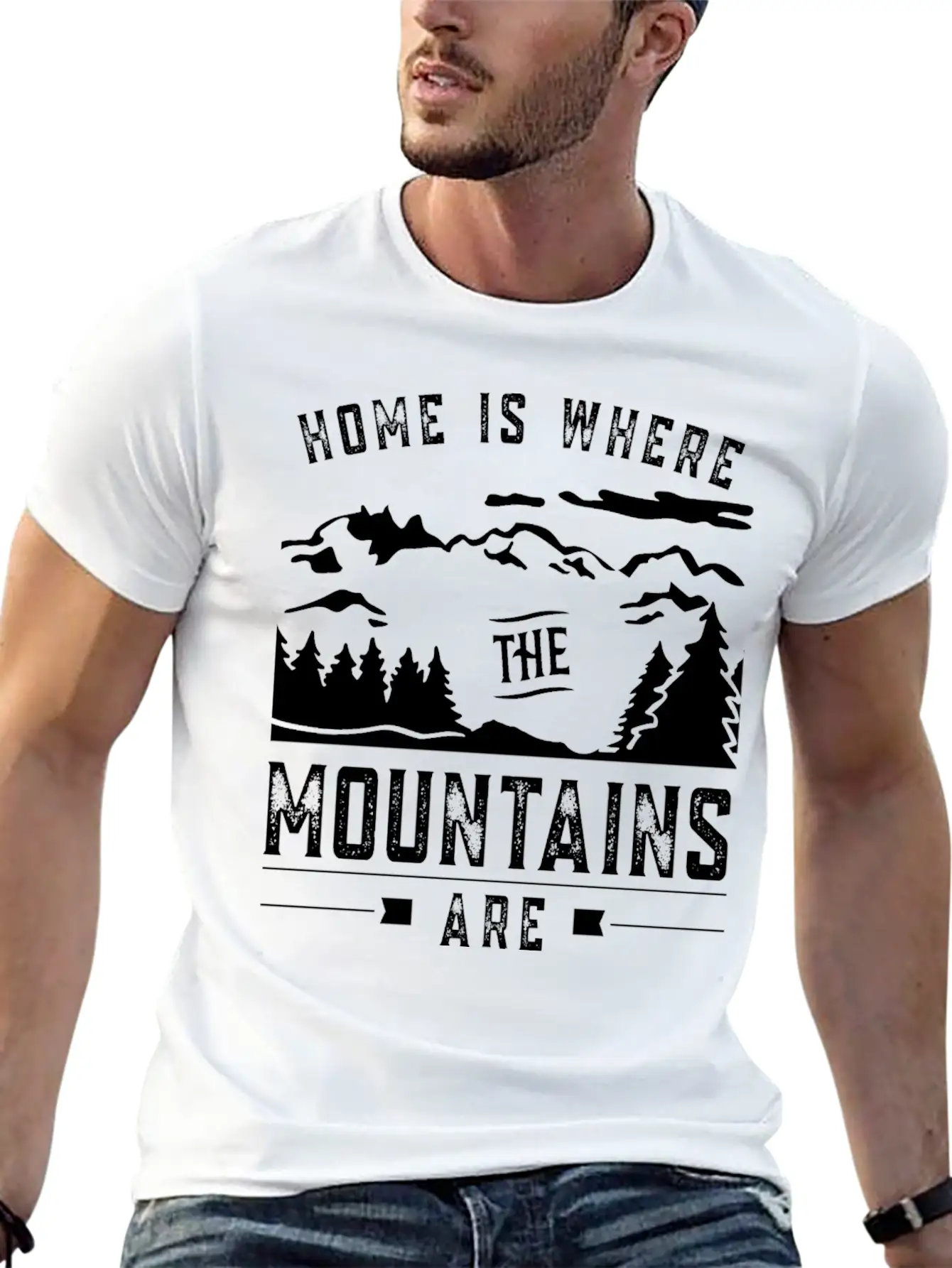 Home Is Where The Mountains Are Mountain Hike Casual Graphic T-Shirt – Simple And Comfortable Daily Wear
