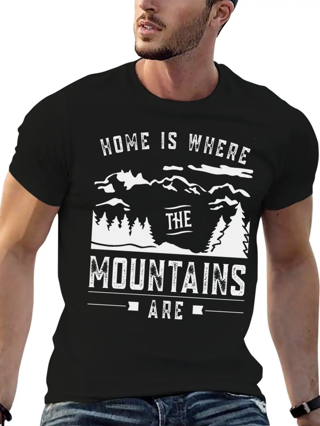 Home Is Where The Mountains Are Mountain Hike Casual Graphic T-Shirt – Simple And Comfortable Daily Wear