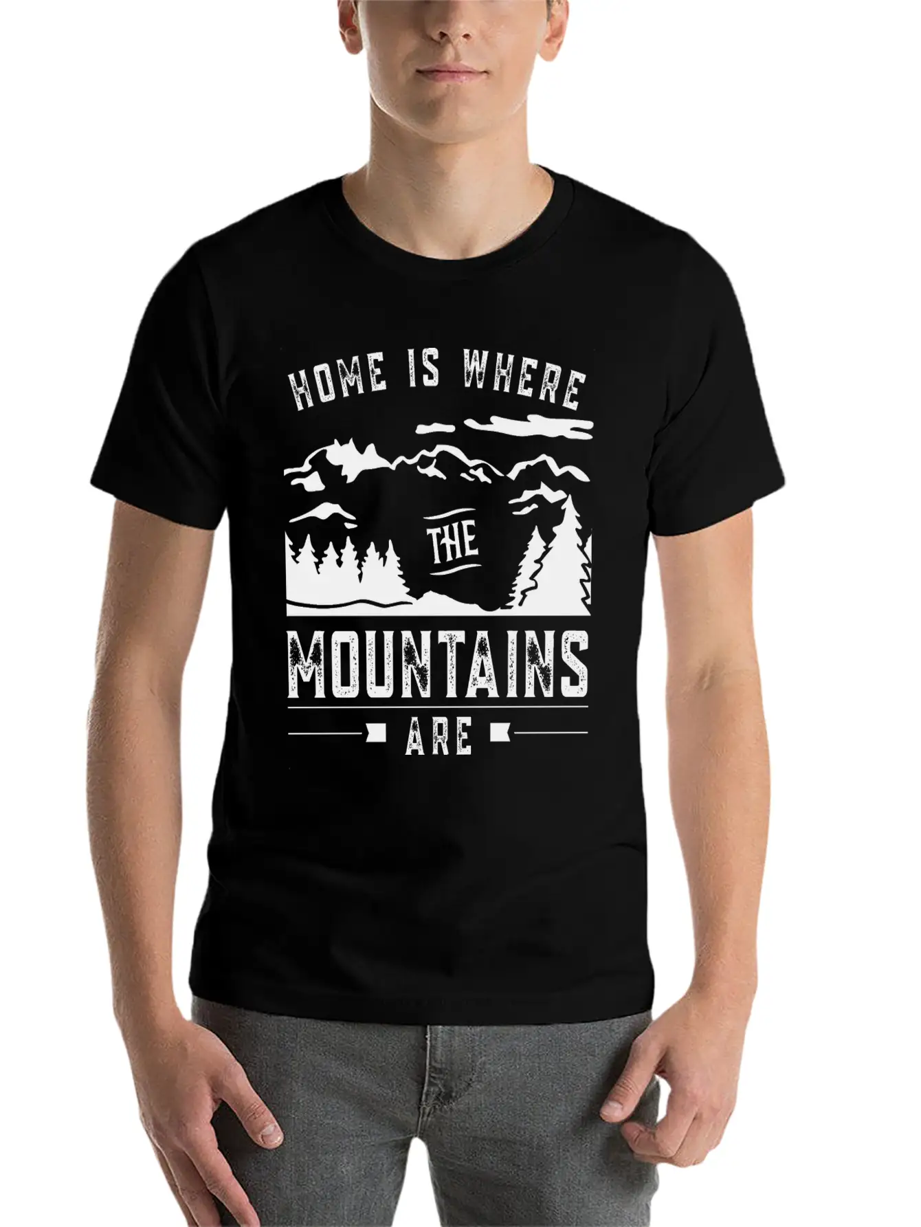 Home Is Where The Mountains Are Mountain Hike Casual Graphic T-Shirt – Simple And Comfortable Daily Wear